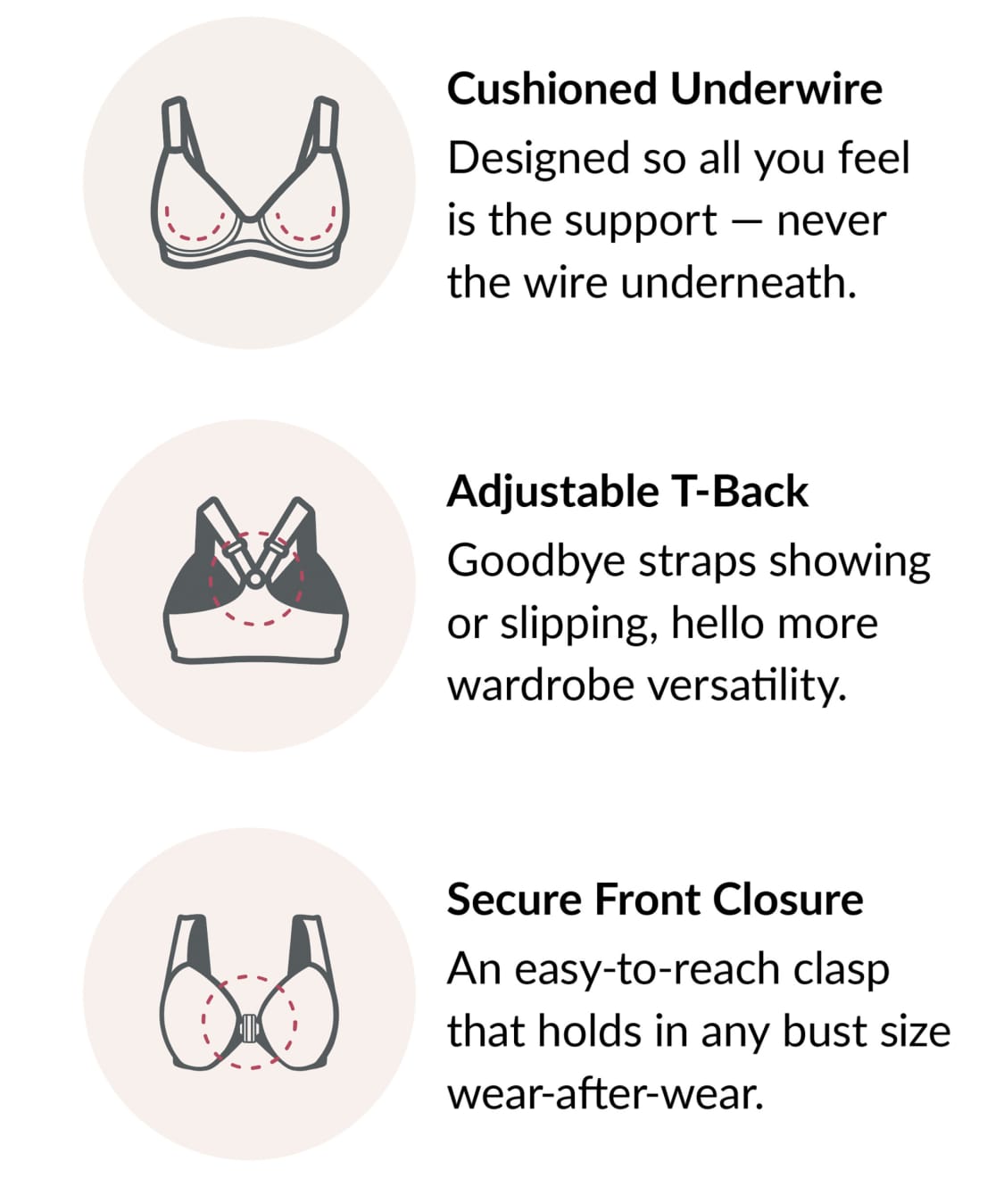 WonderWire Front-Close T-Back Bra