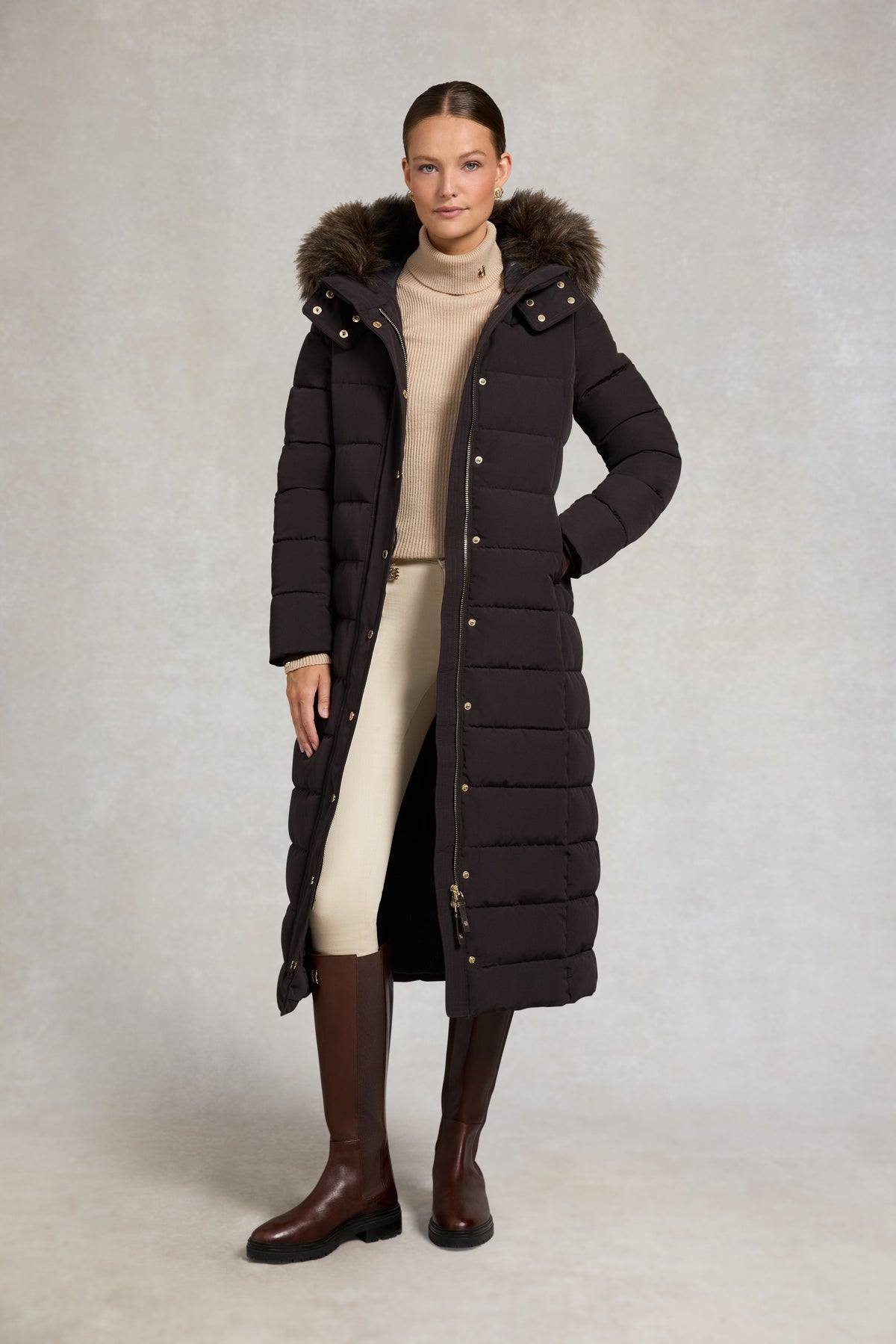 Stoneleigh Longline Coat (Chocolate)