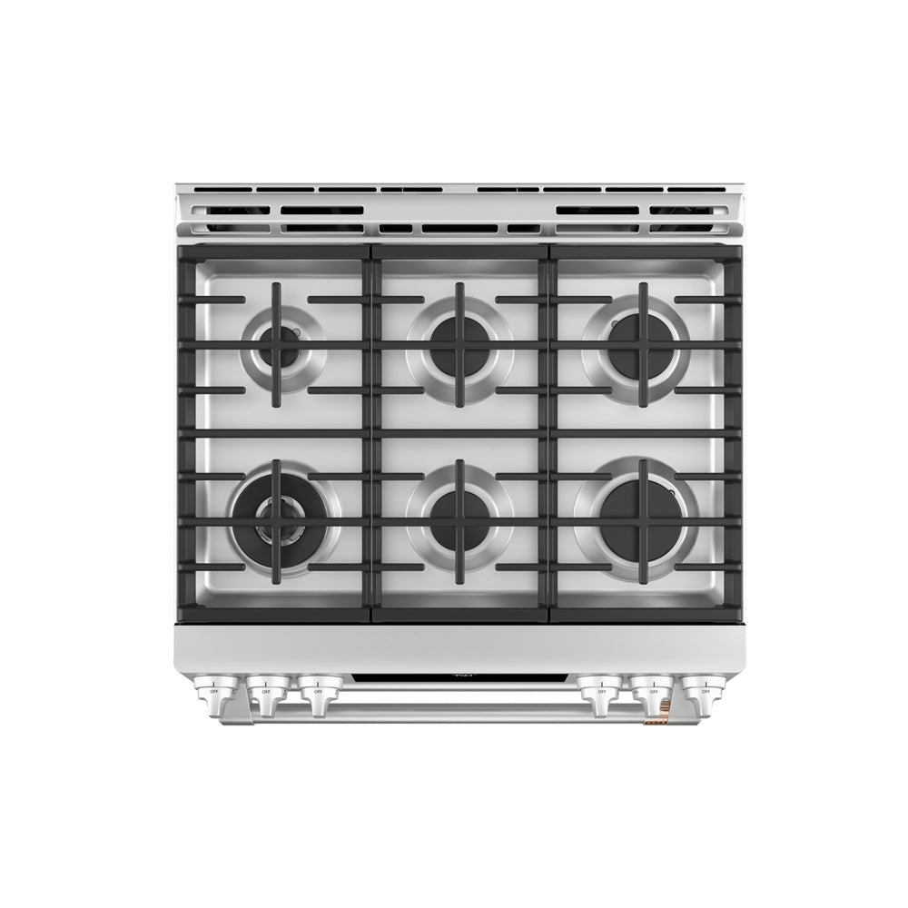 30-inch Smart Slide-In, Front-Control, Gas Double-Oven Range with Convection - Matte Black