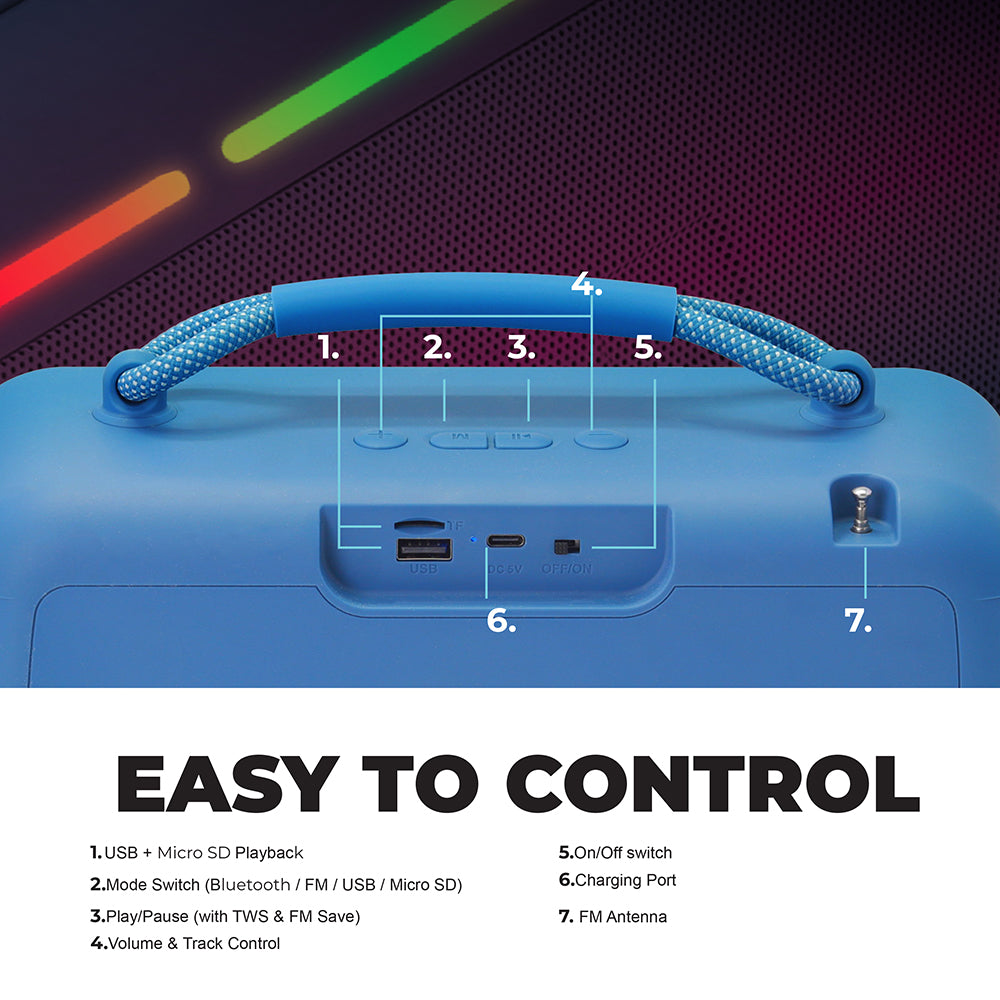 Halo Glow Portable Bluetooth Speaker - Blue