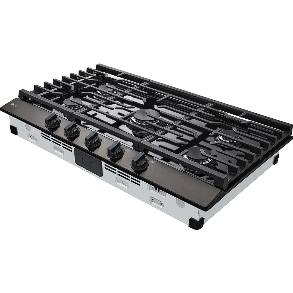 36" Smart 5-Element Gas Cooktop in Black Stainless with 20K UltraHeat™ BTU Burner