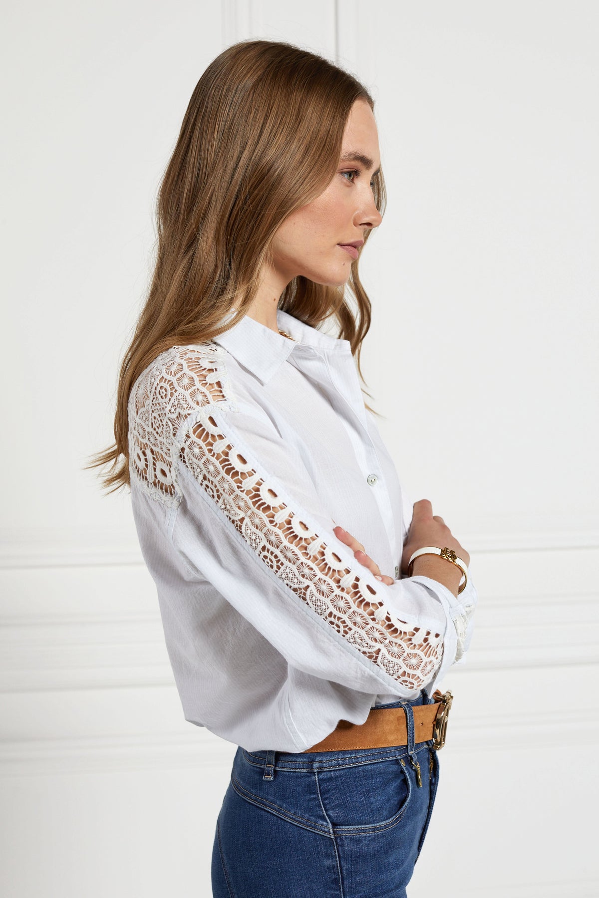 Cotton Lace Shirt (Pale Blue)