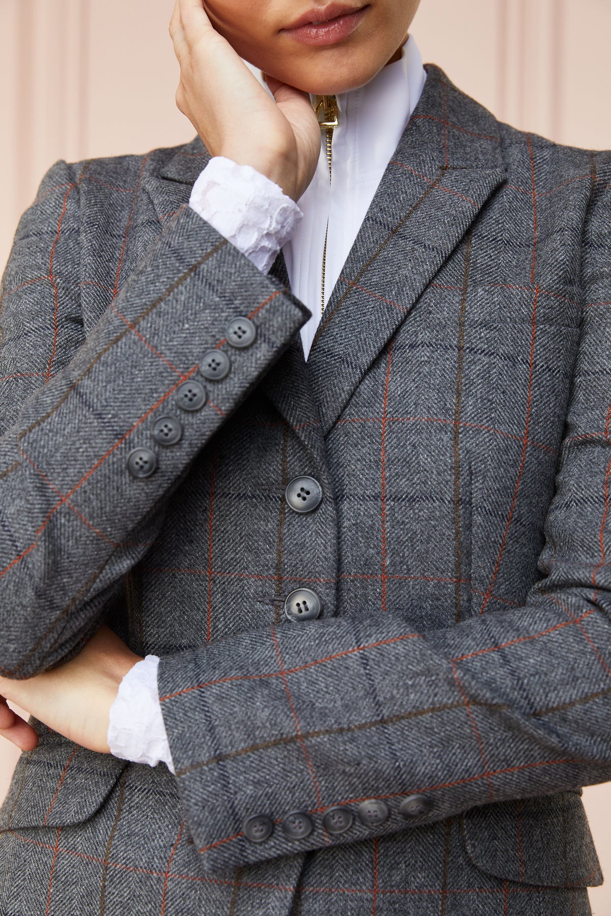 Tweed Riding Jacket (Mid Blue Check)