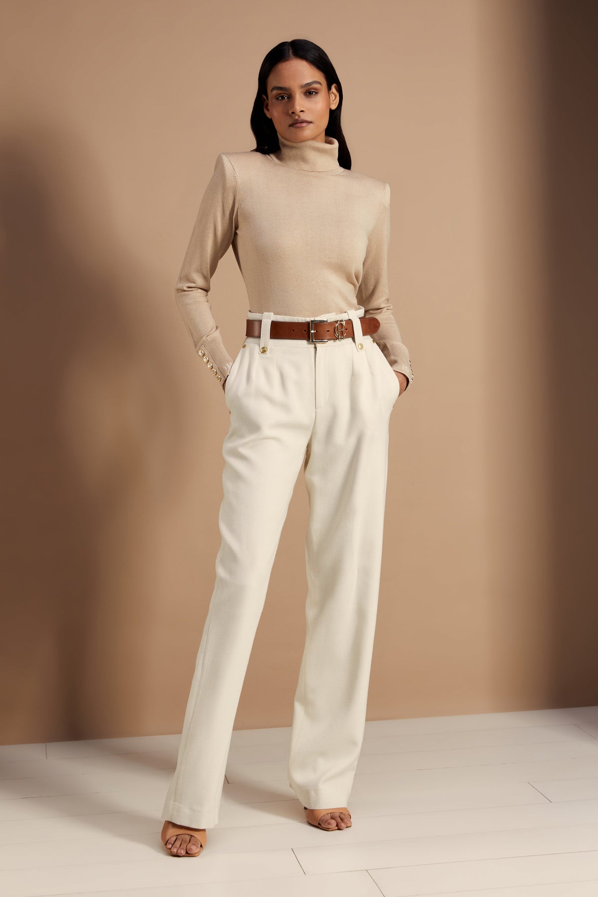 Victoria Cashmere Roll Neck (Stone)
