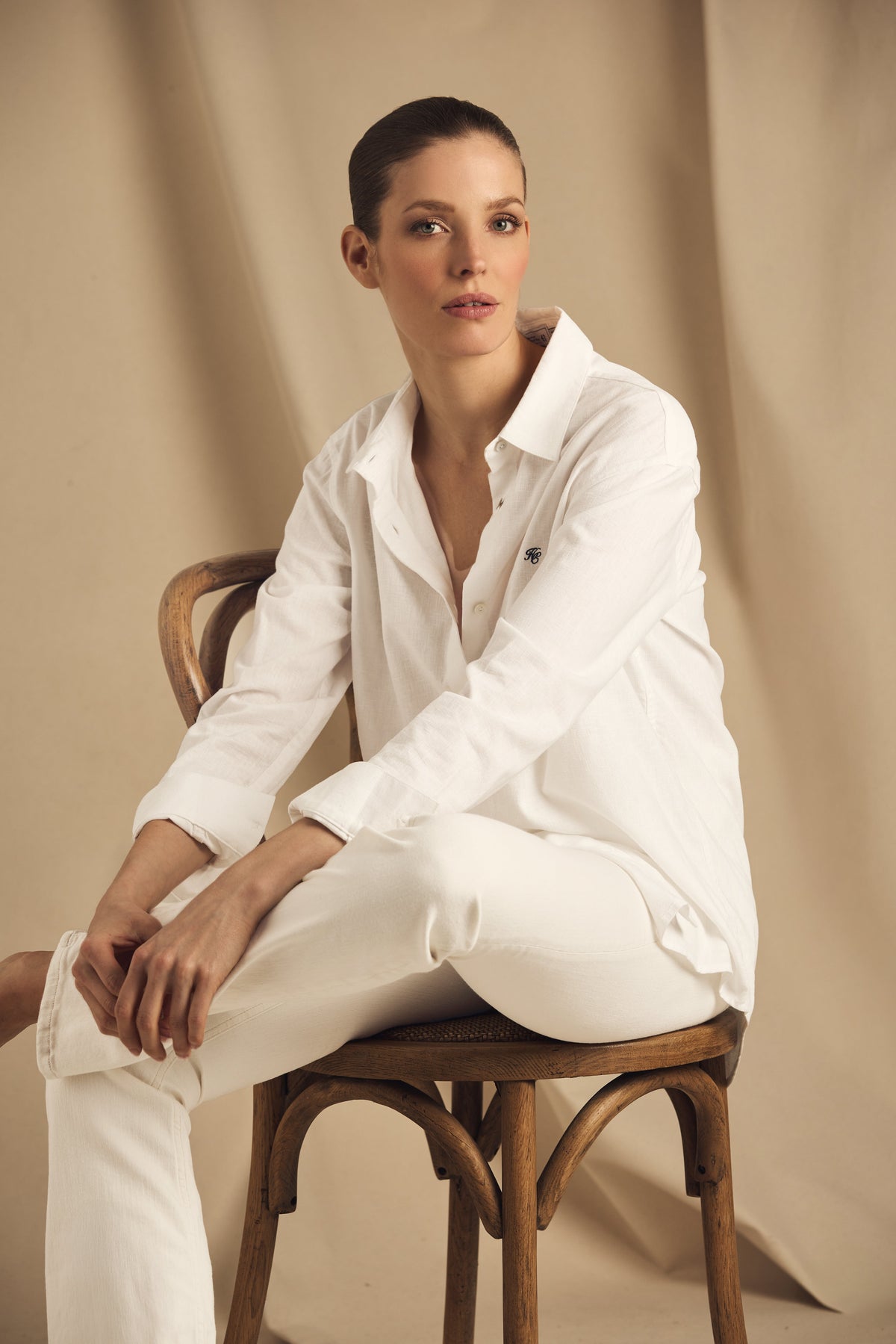 Relaxed Fit Linen Shirt (Optic White)