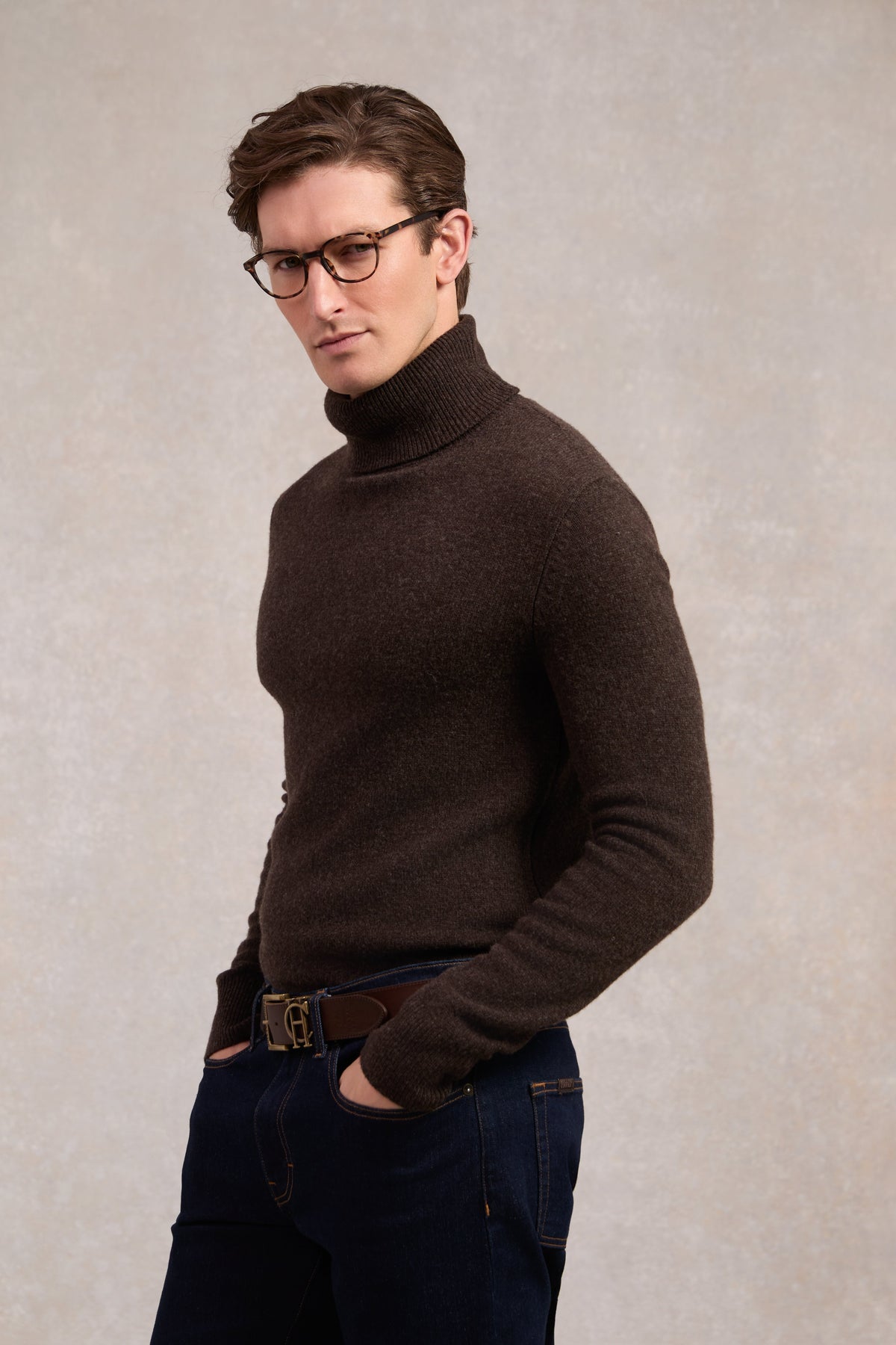 Byron Roll Neck Knit (Chocolate)