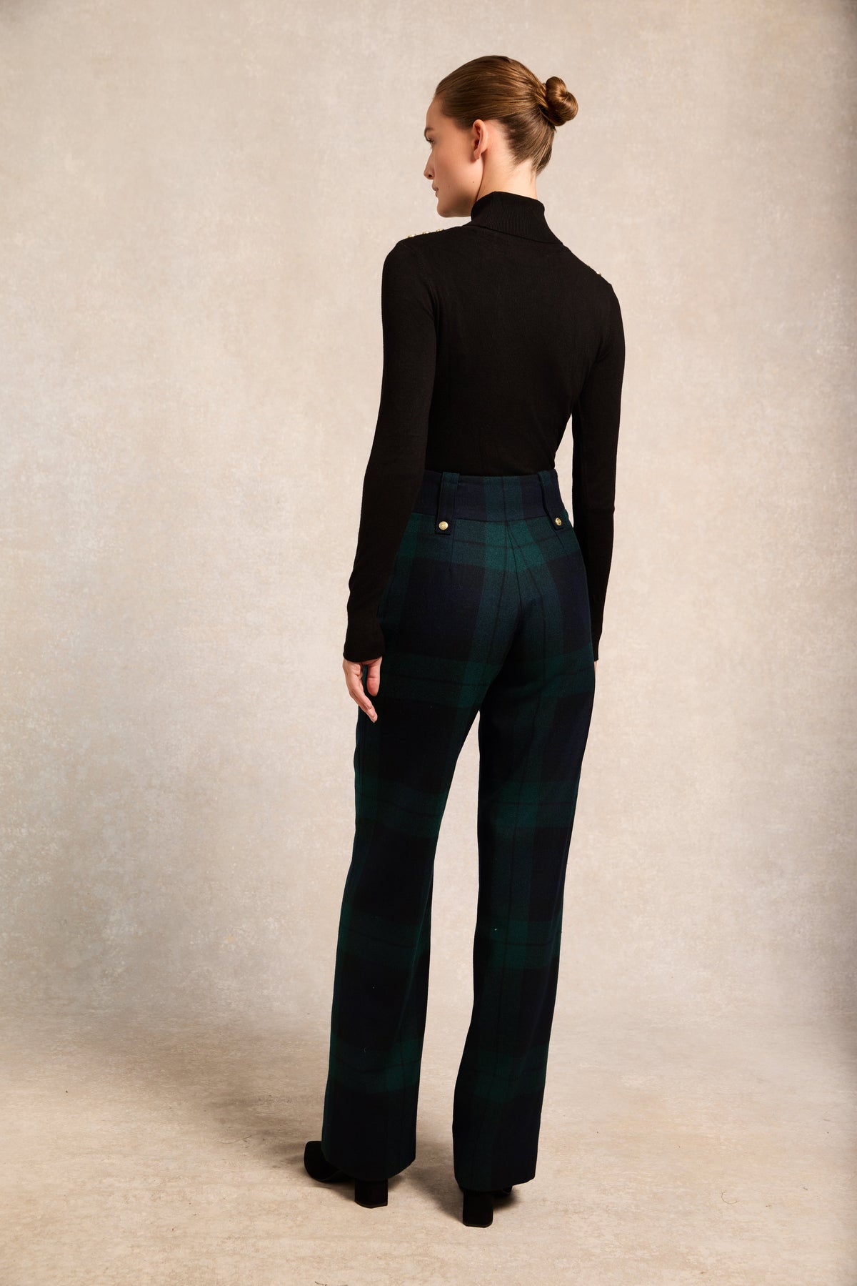 High Waisted Straight Trouser (Blackwatch)