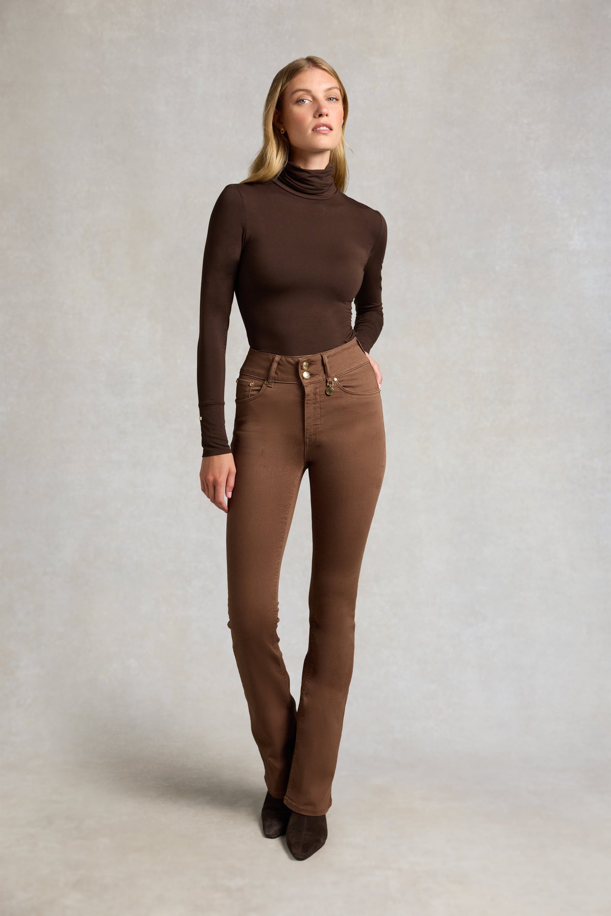 High Rise Flare Jean (Chestnut)