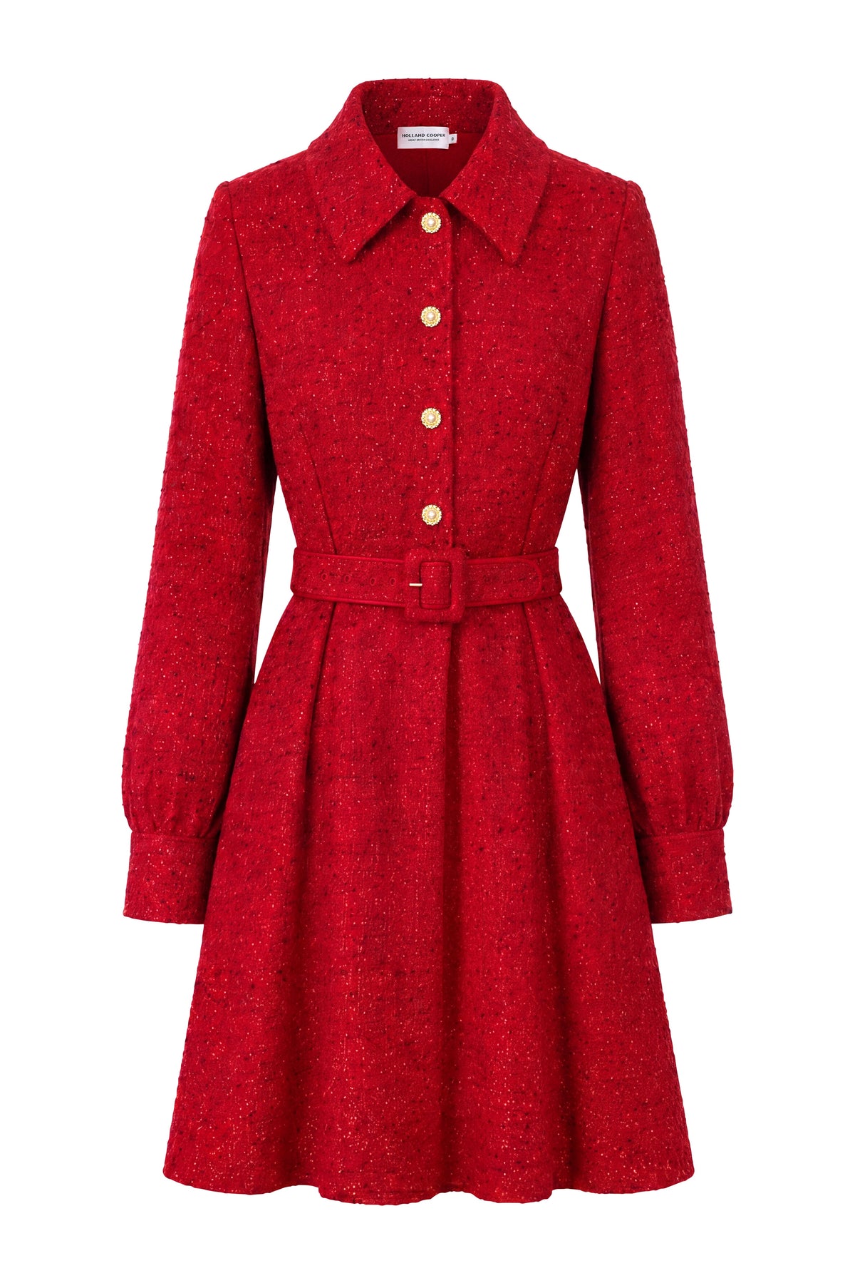 Alice Collared Mini Dress (Red Boucle)