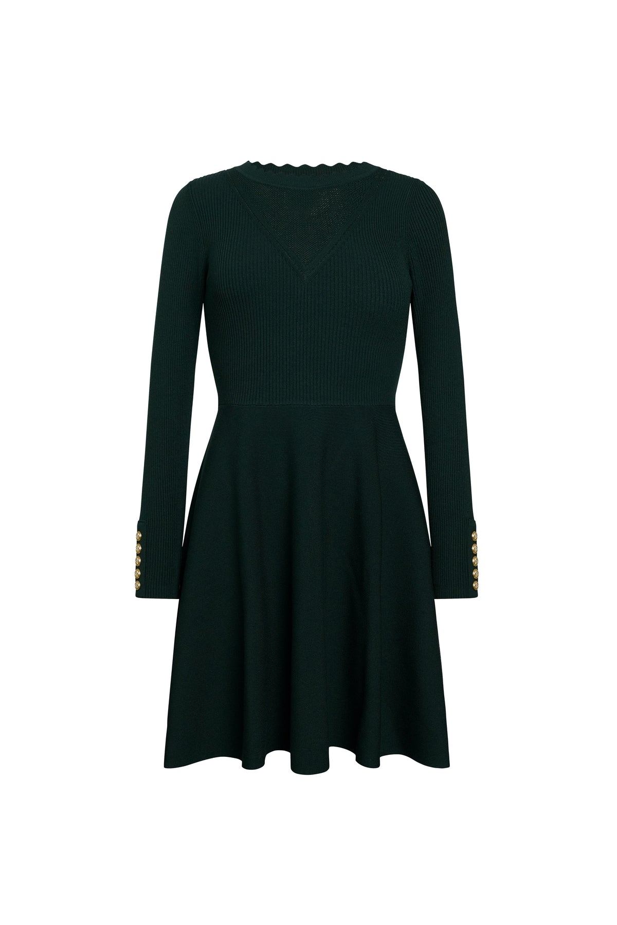 Spencer Knitted Fit & Flare Dress (Emerald)