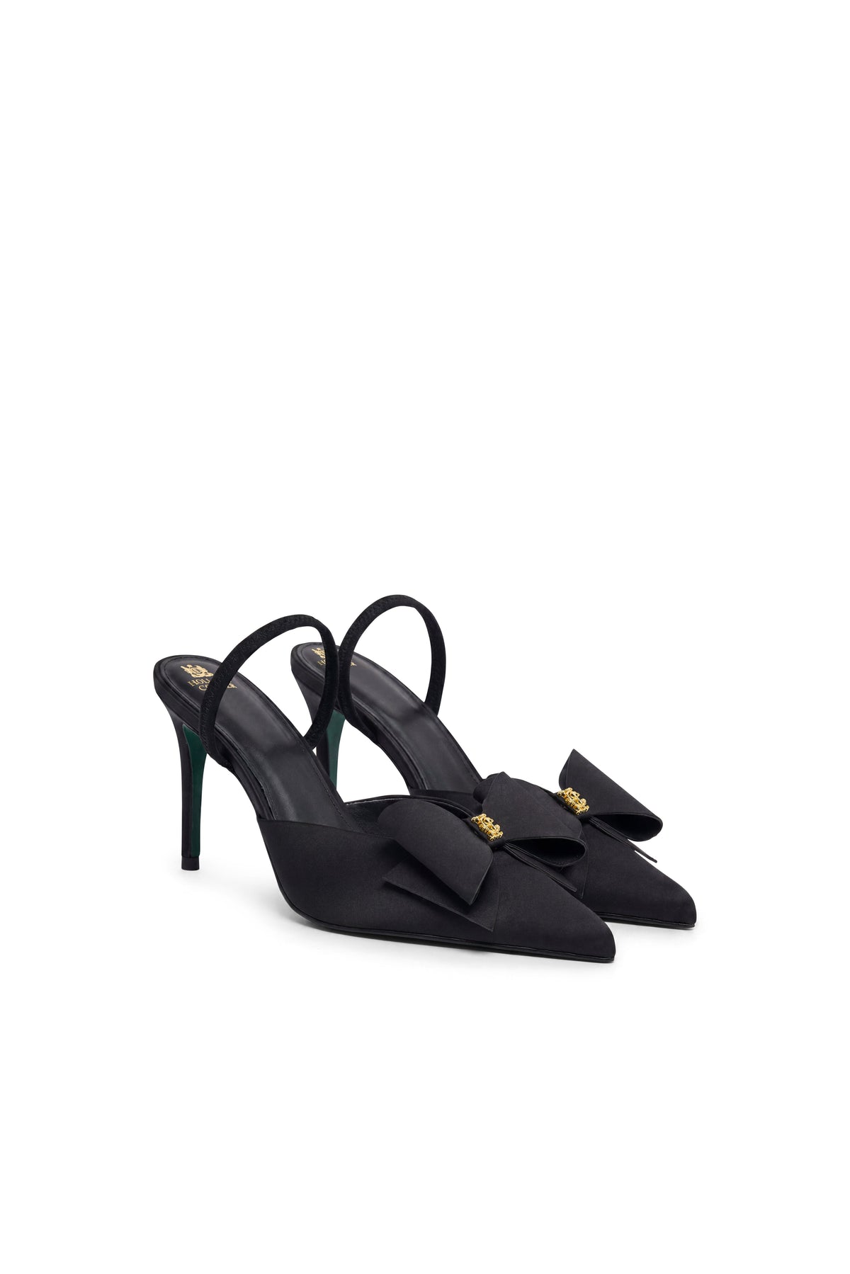 Bow Stiletto (Black Satin)