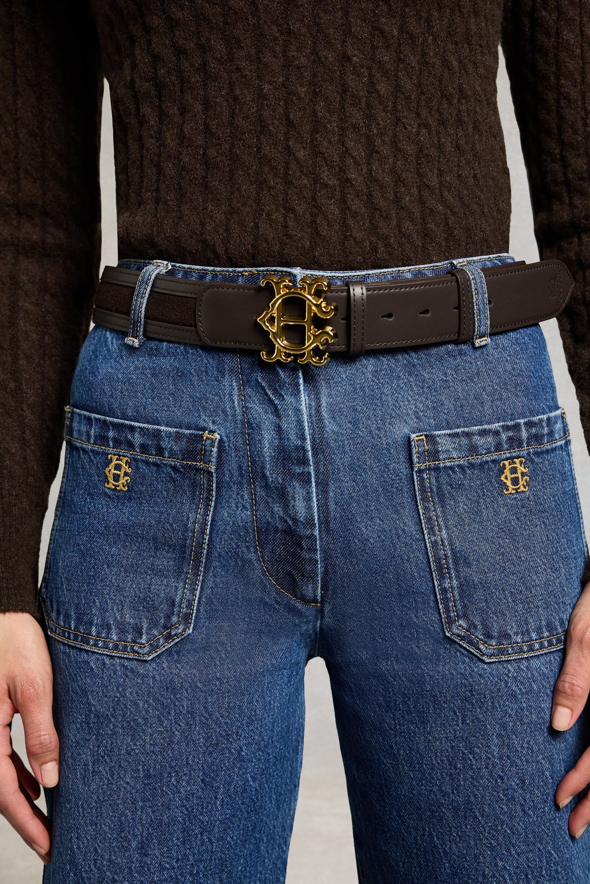 Heraldic Window Belt (Chocolate Suede)