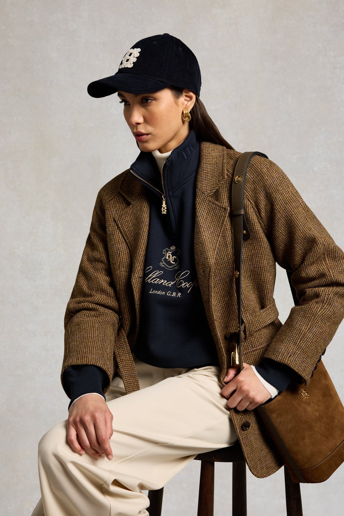 Corduroy Heraldic Cap (Navy Ecru)