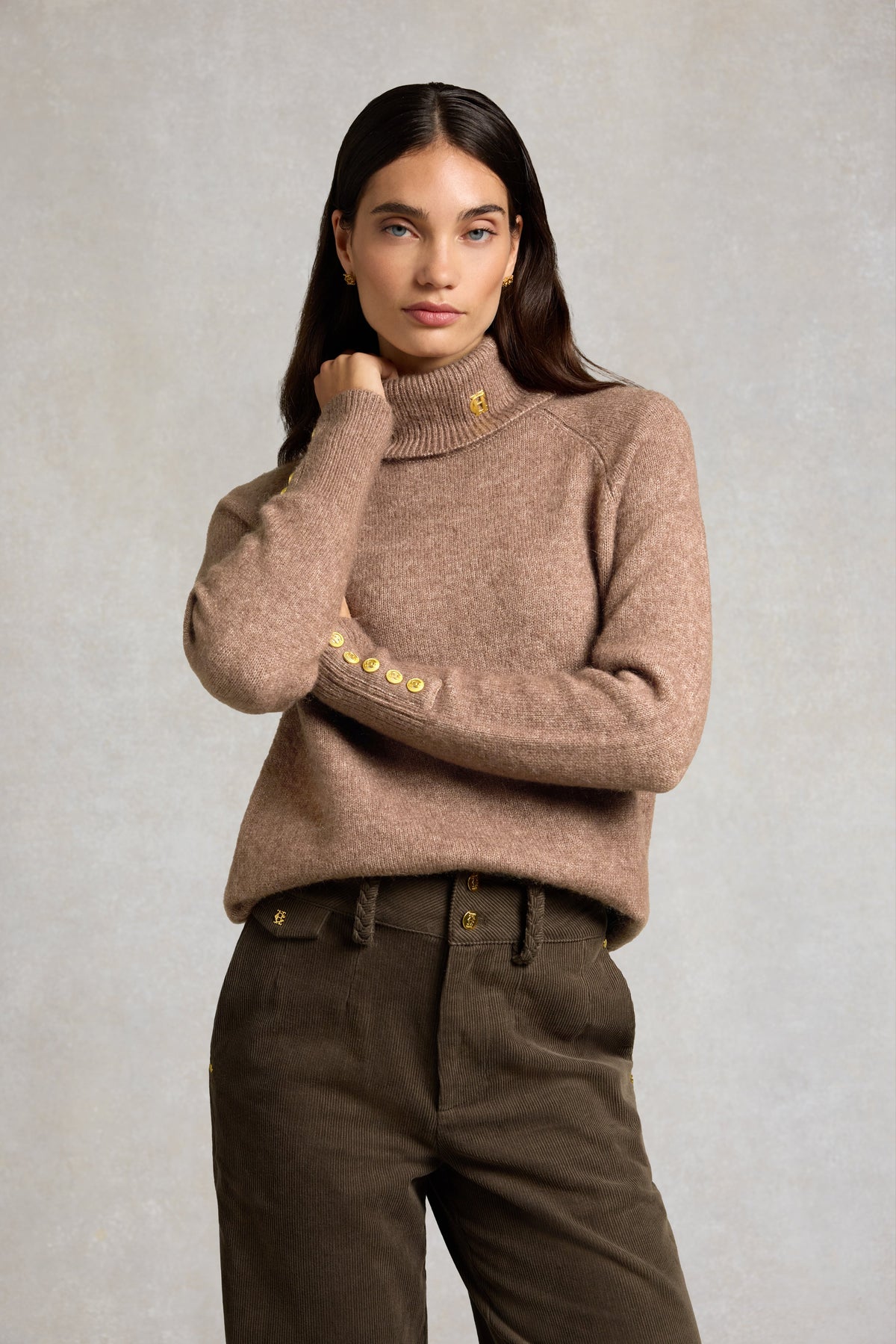 Tori Roll Neck Knit (Taupe)