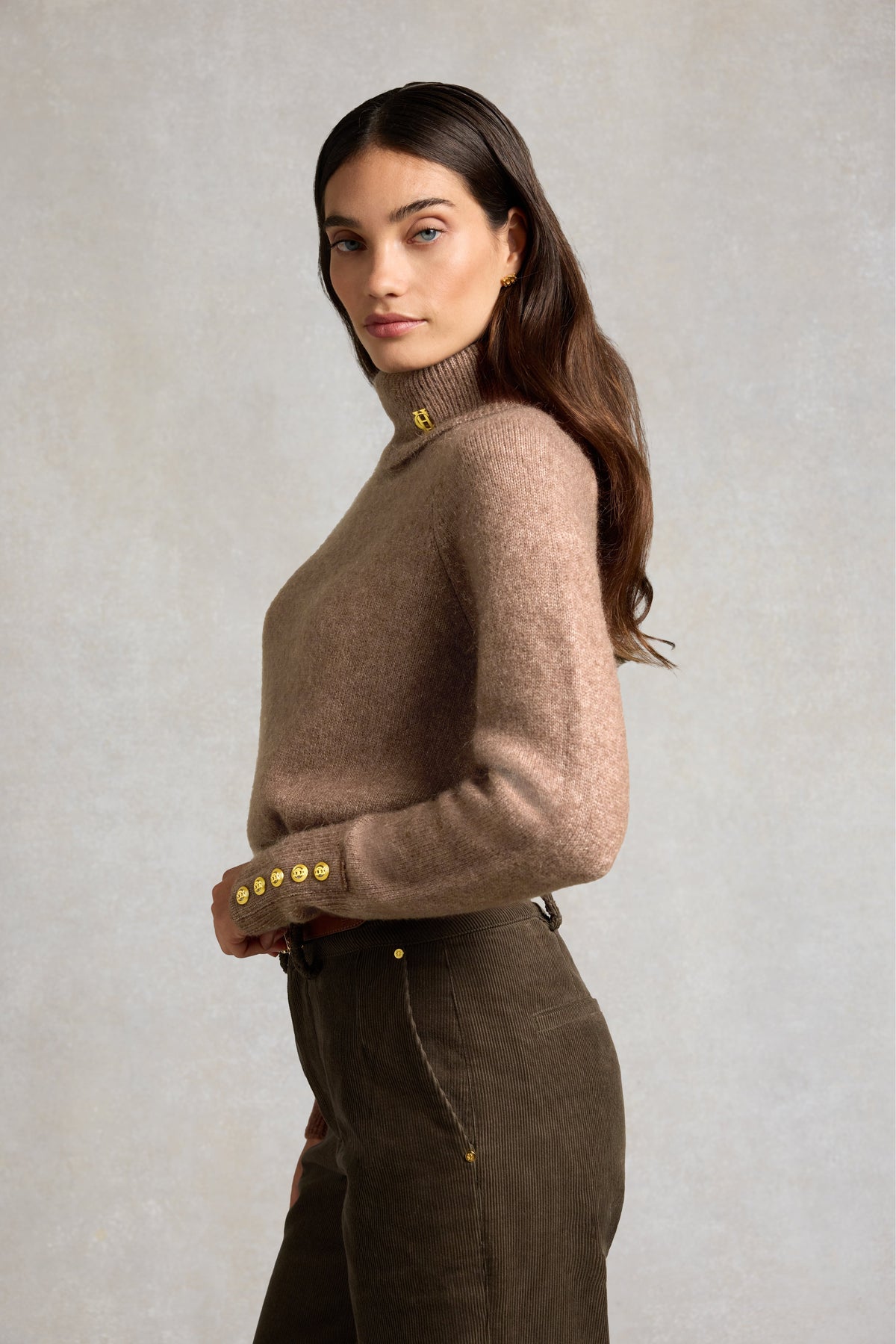 Tori Roll Neck Knit (Taupe)