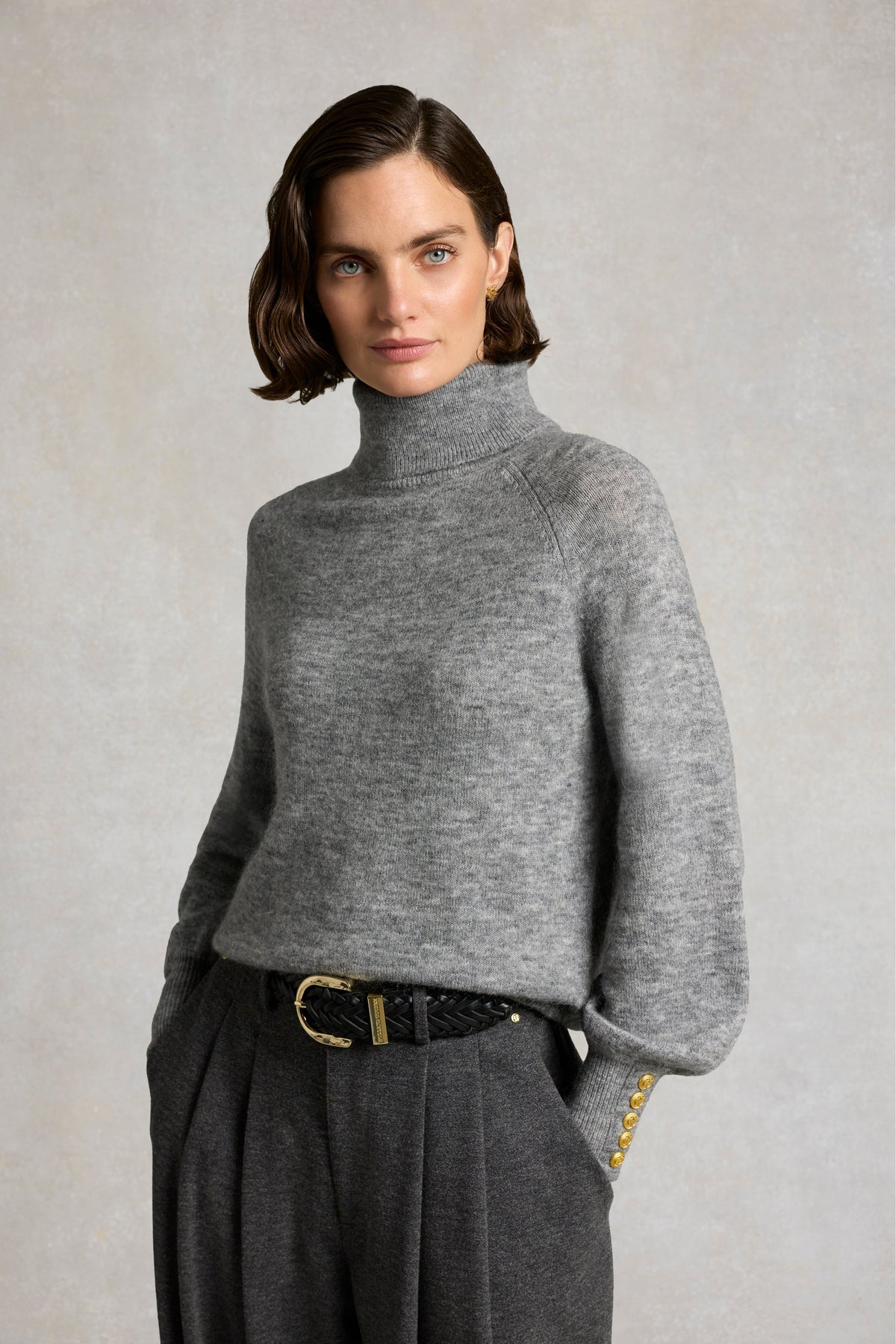 Maisie Roll Neck Knit (Grey Marl)