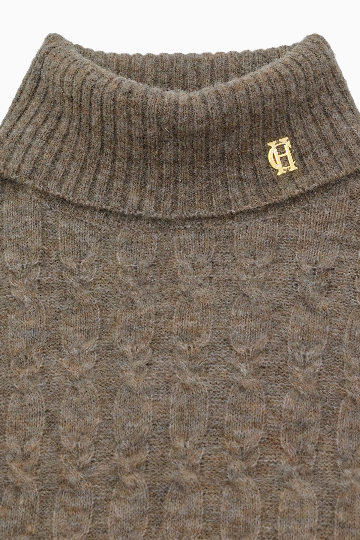 Antonia Cable Roll Neck Knit (Mocha)