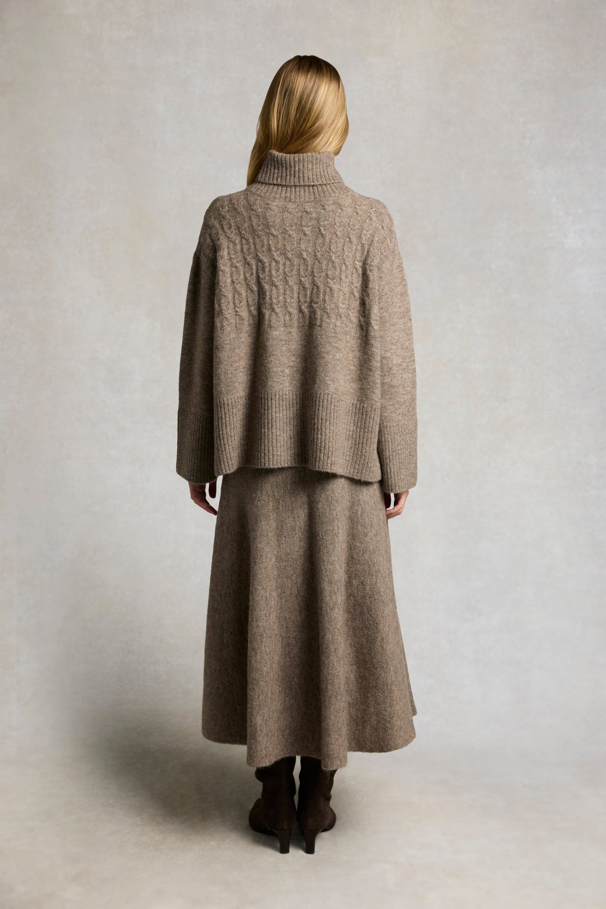 Antonia Cable Roll Neck Knit (Mocha)
