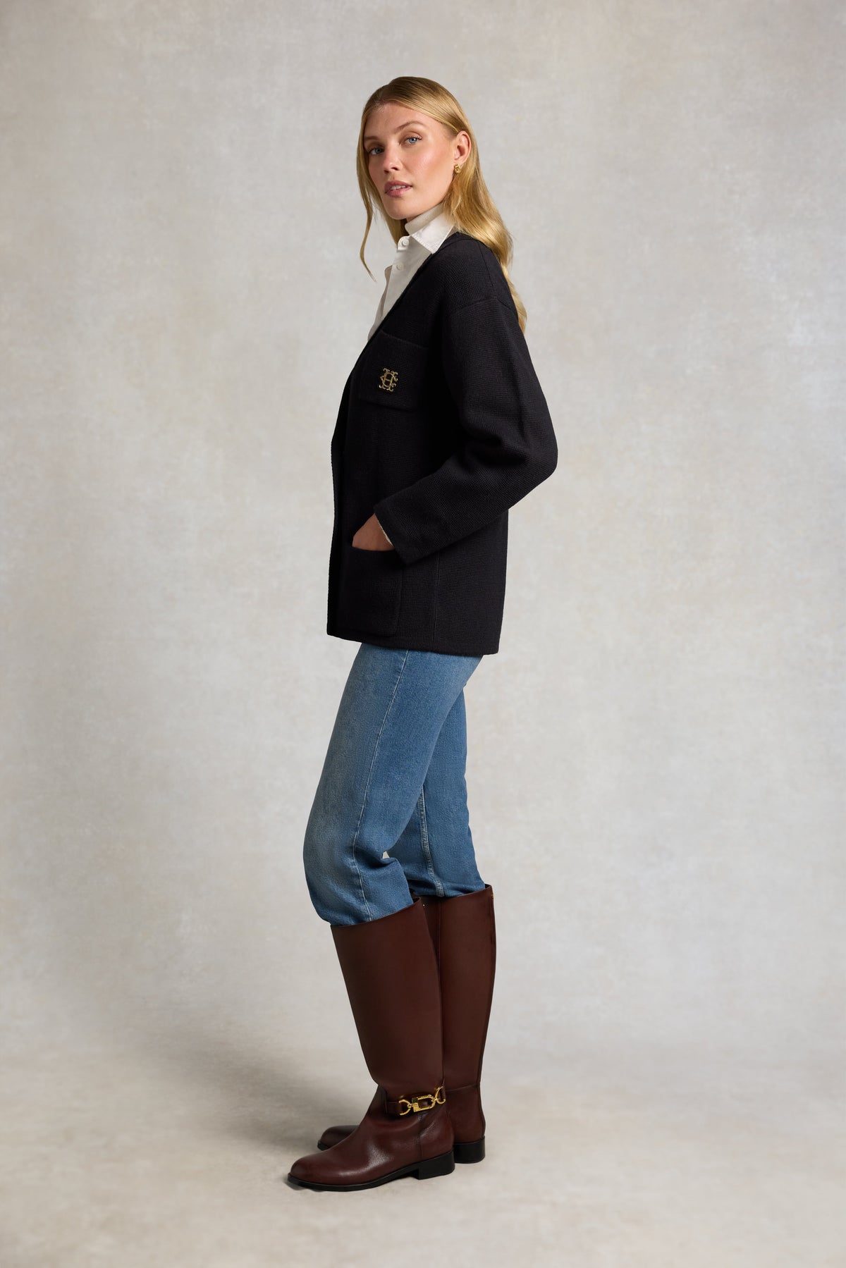 Windsor Knitted Blazer (Ink Navy)