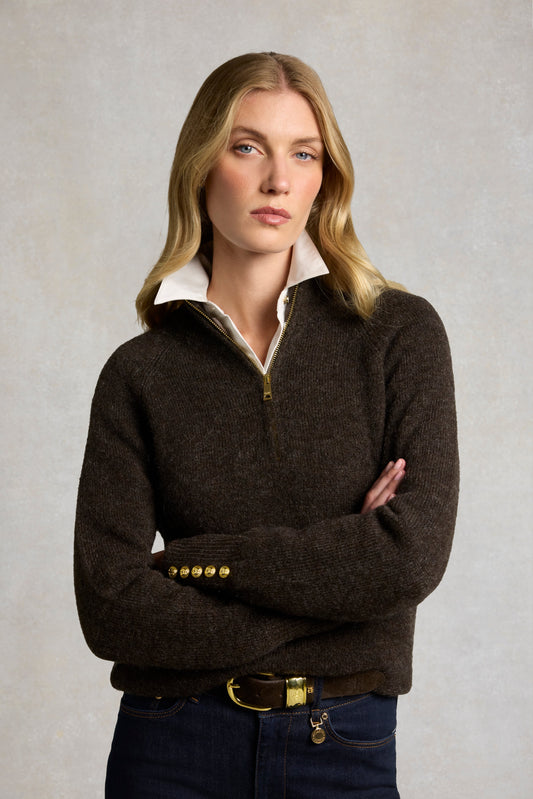 Tori Quarter Zip Knit (Chocolate)