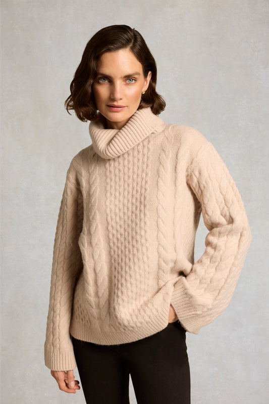 Beckley Roll Neck Knit (Palest Pink)