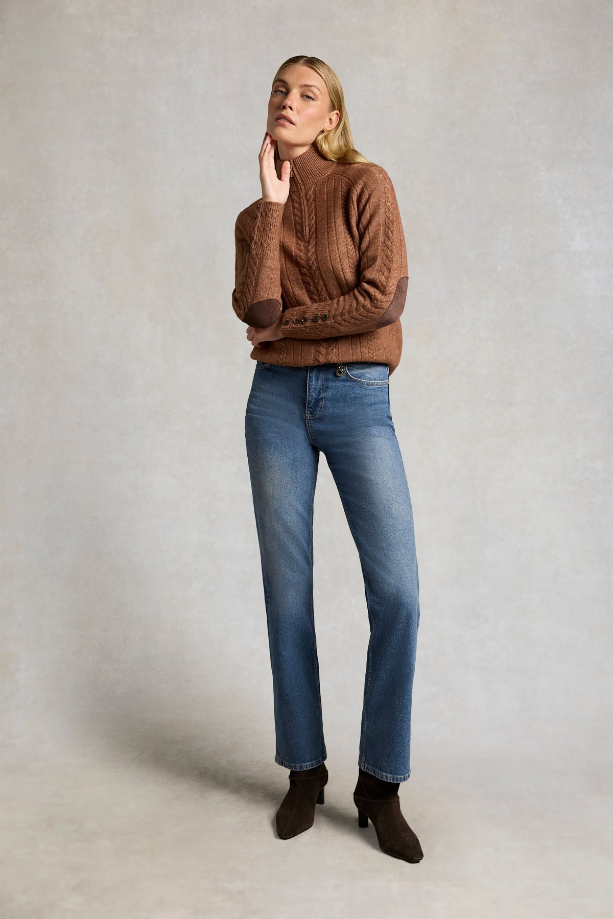 Fairford Quarter Zip Knit (Latte)