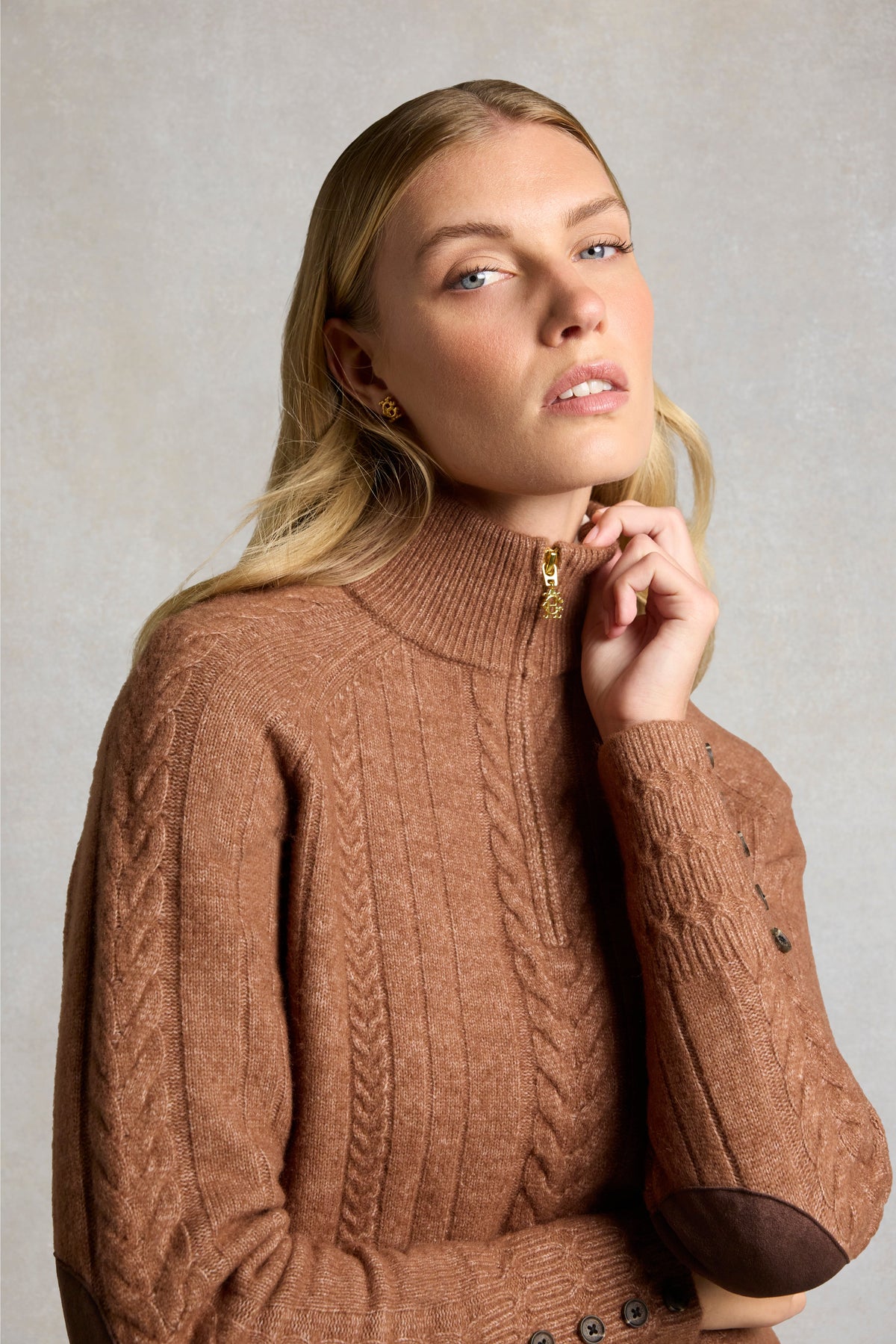 Fairford Quarter Zip Knit (Latte)