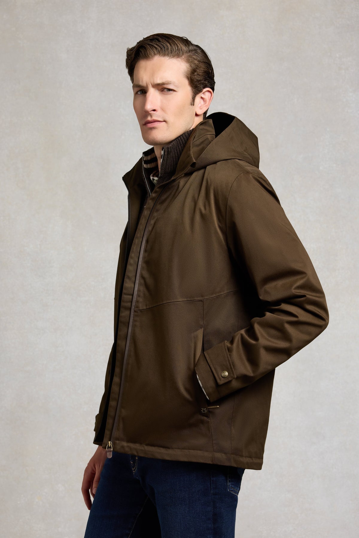Men's Essential Waterproof Jacket (Olive Brown)
