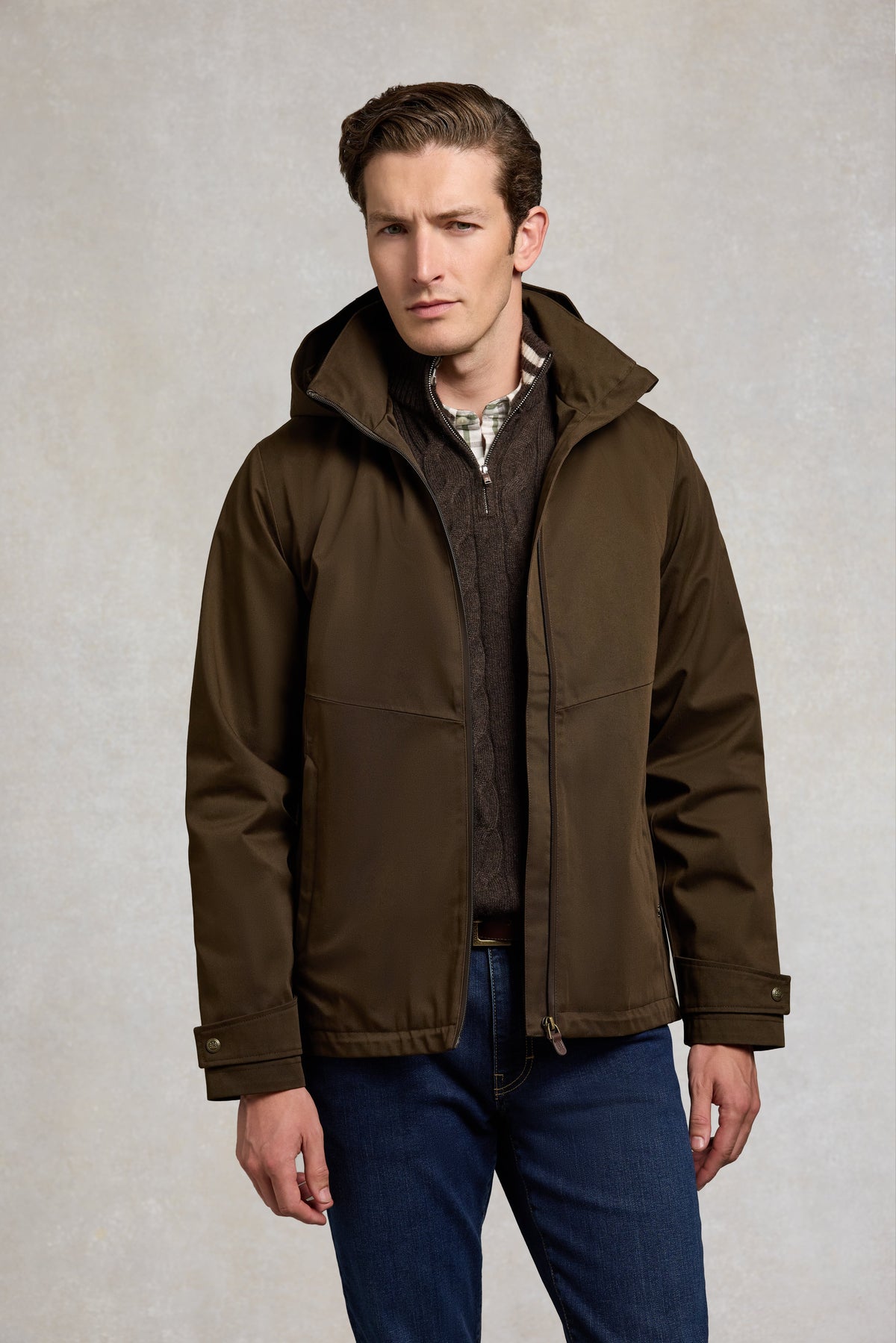 Men's Essential Waterproof Jacket (Olive Brown)