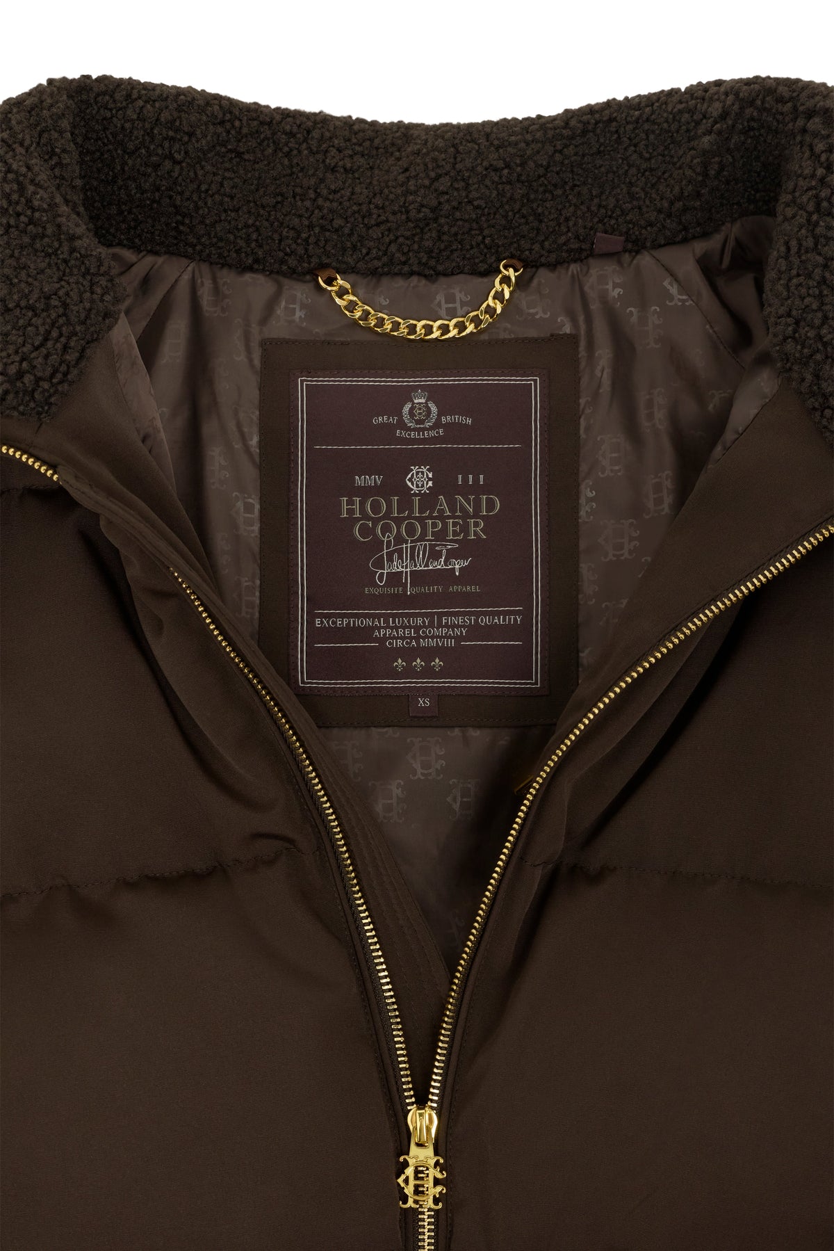 Borg Collar Padded Coat (Chocolate)