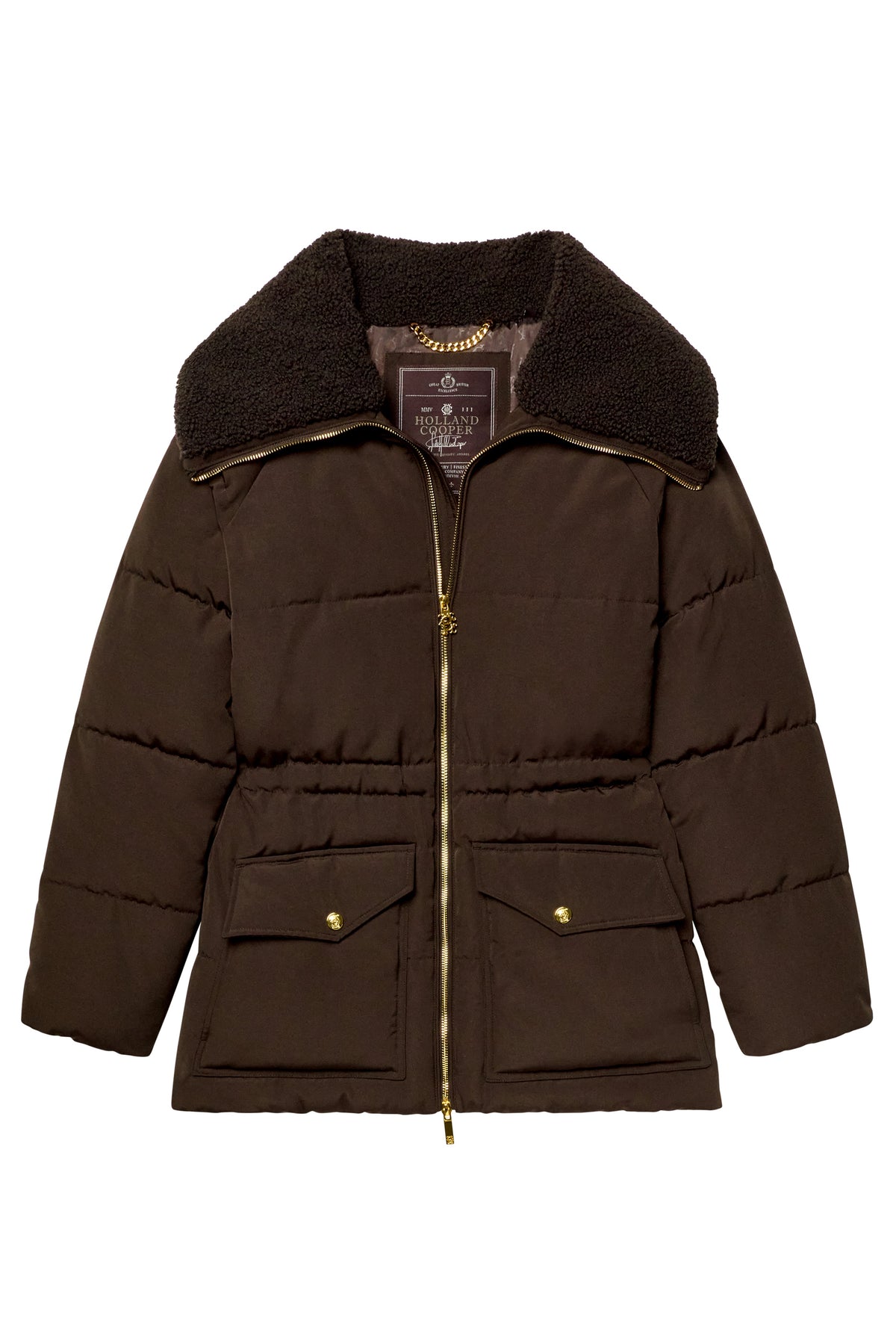 Borg Collar Padded Coat (Chocolate)