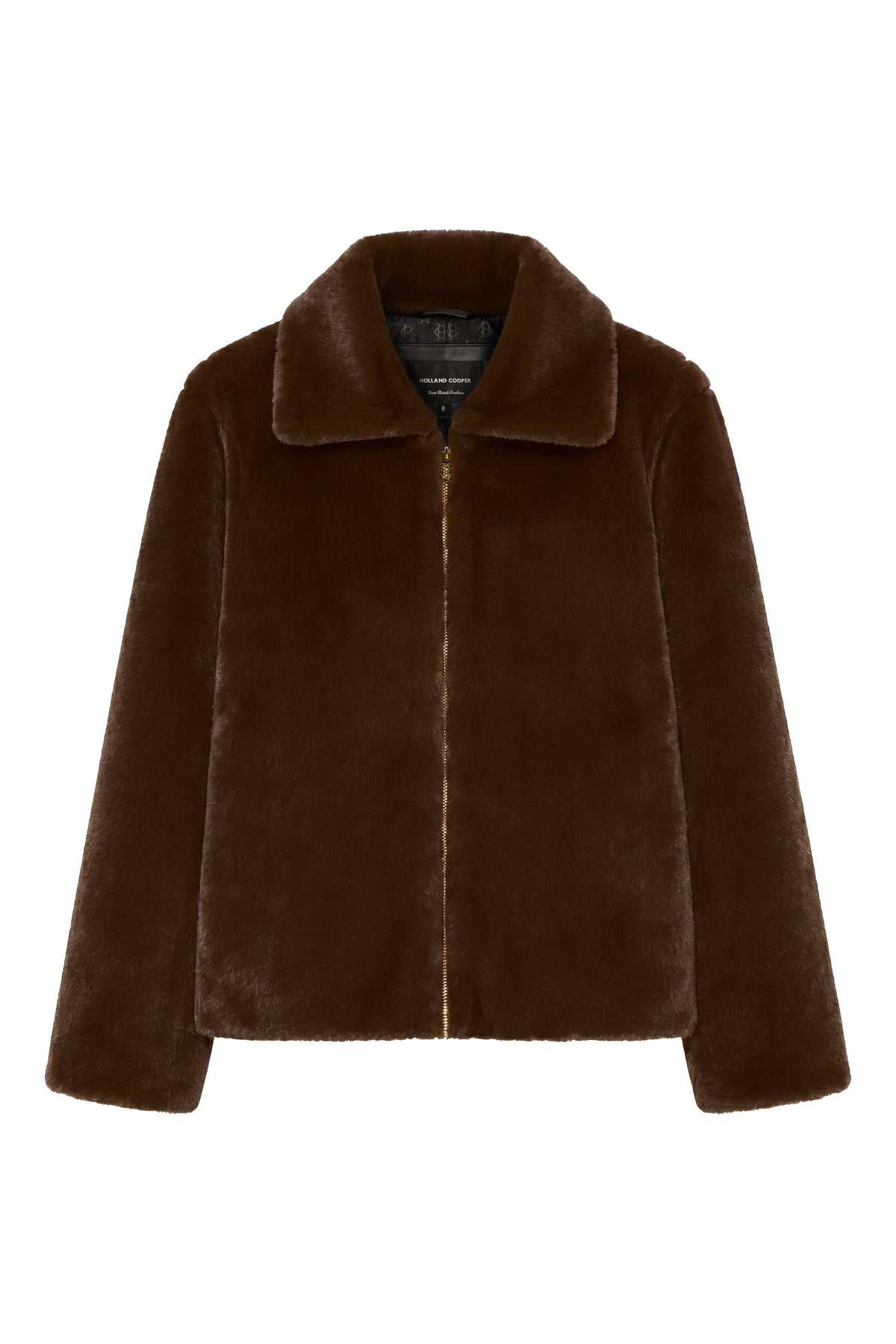 Faux Fur Coach Jacket (Chocolate)
