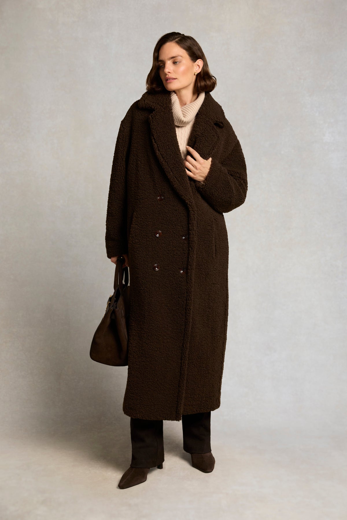 Teddy Longline Overcoat (Chocolate)
