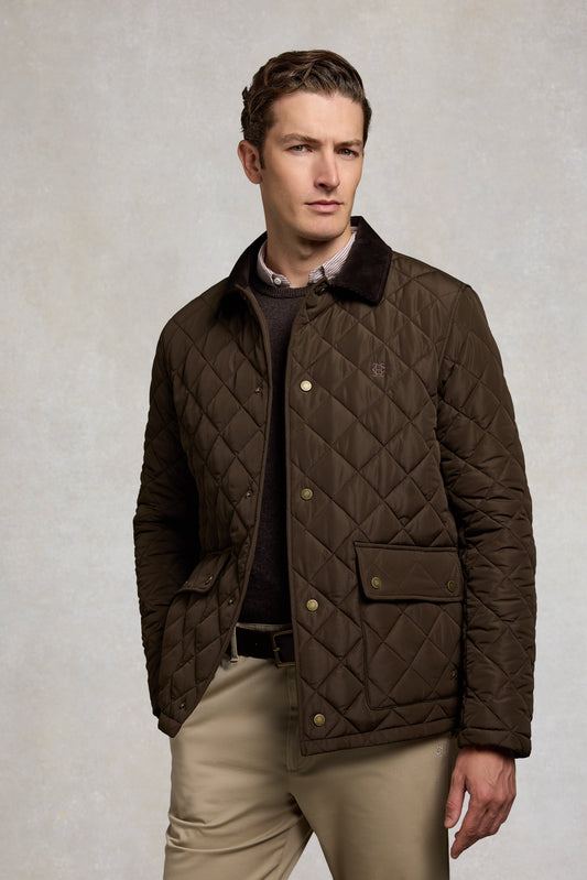 Men's Country Quilted Jacket (Olive Brown)