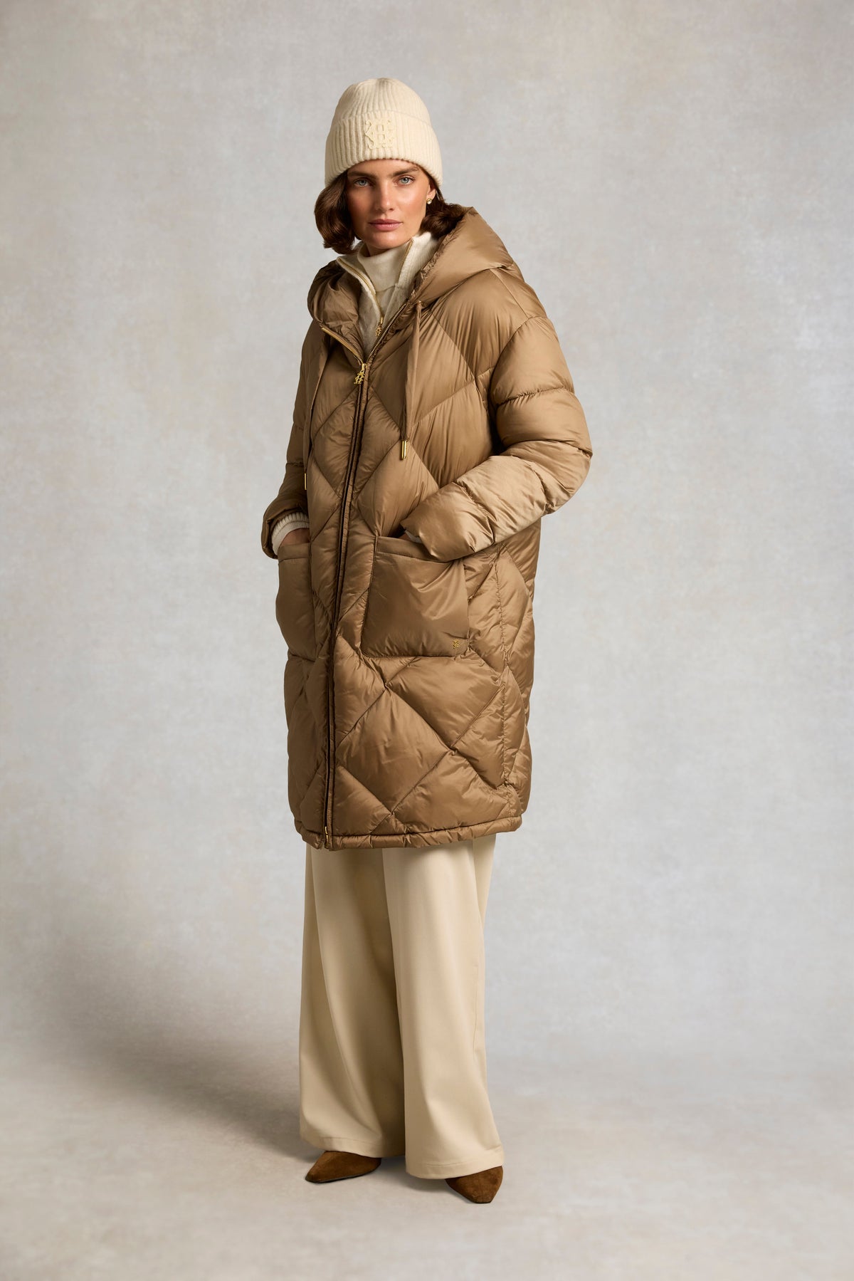 Mid-Length Quilted Coat (Whisky)