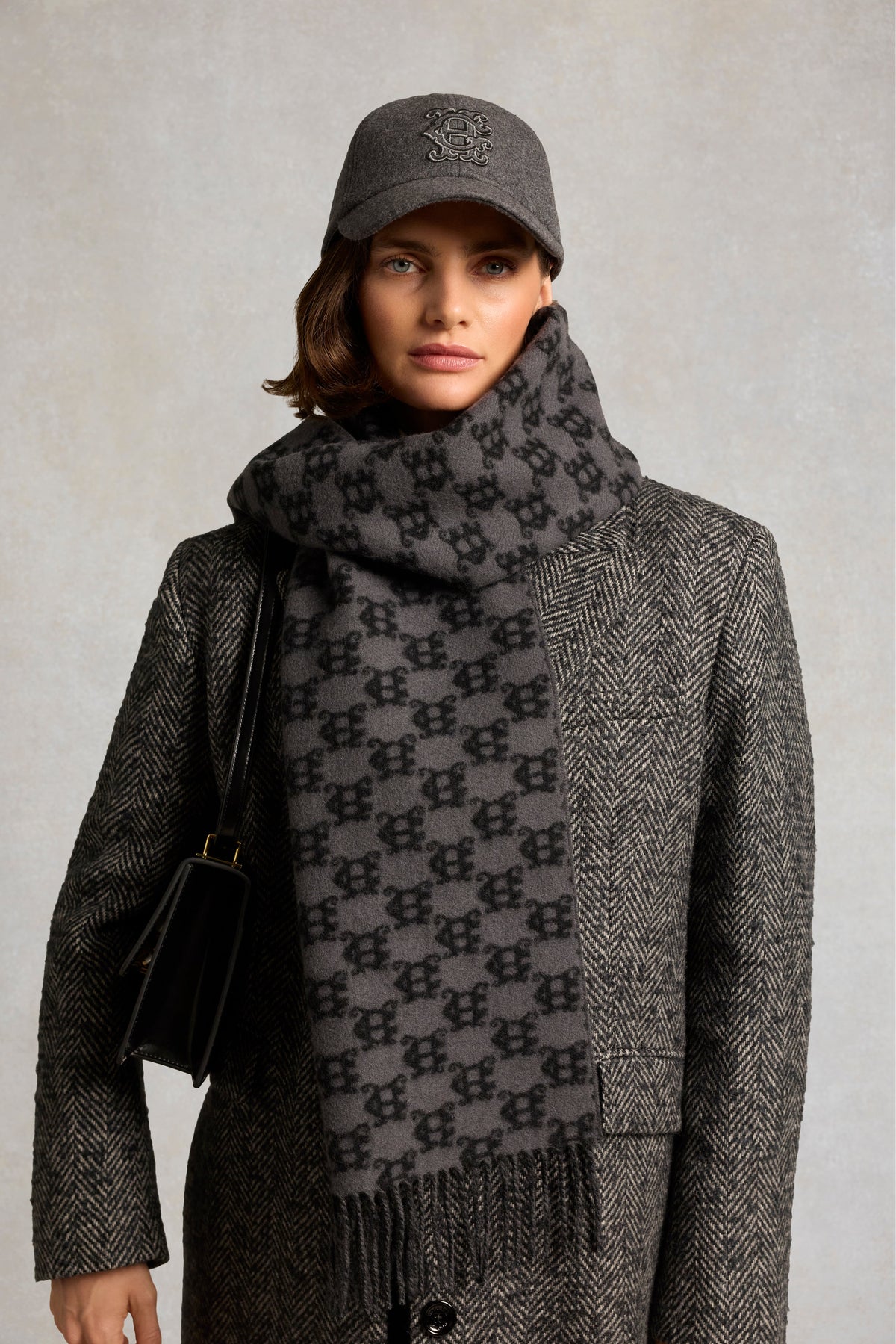 Heraldic Monogram Scarf (Black Monogram)