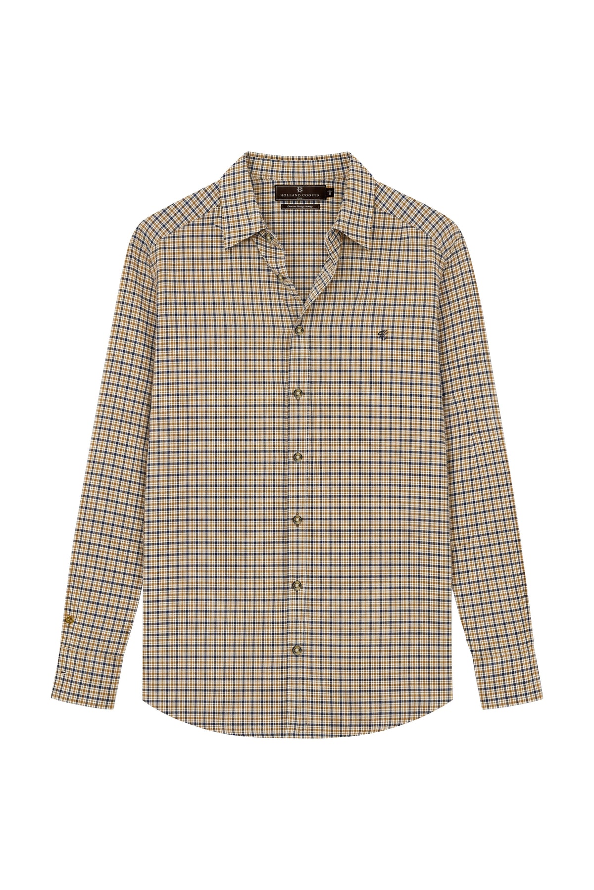 Holkham Shirt (Camel Navy Check)