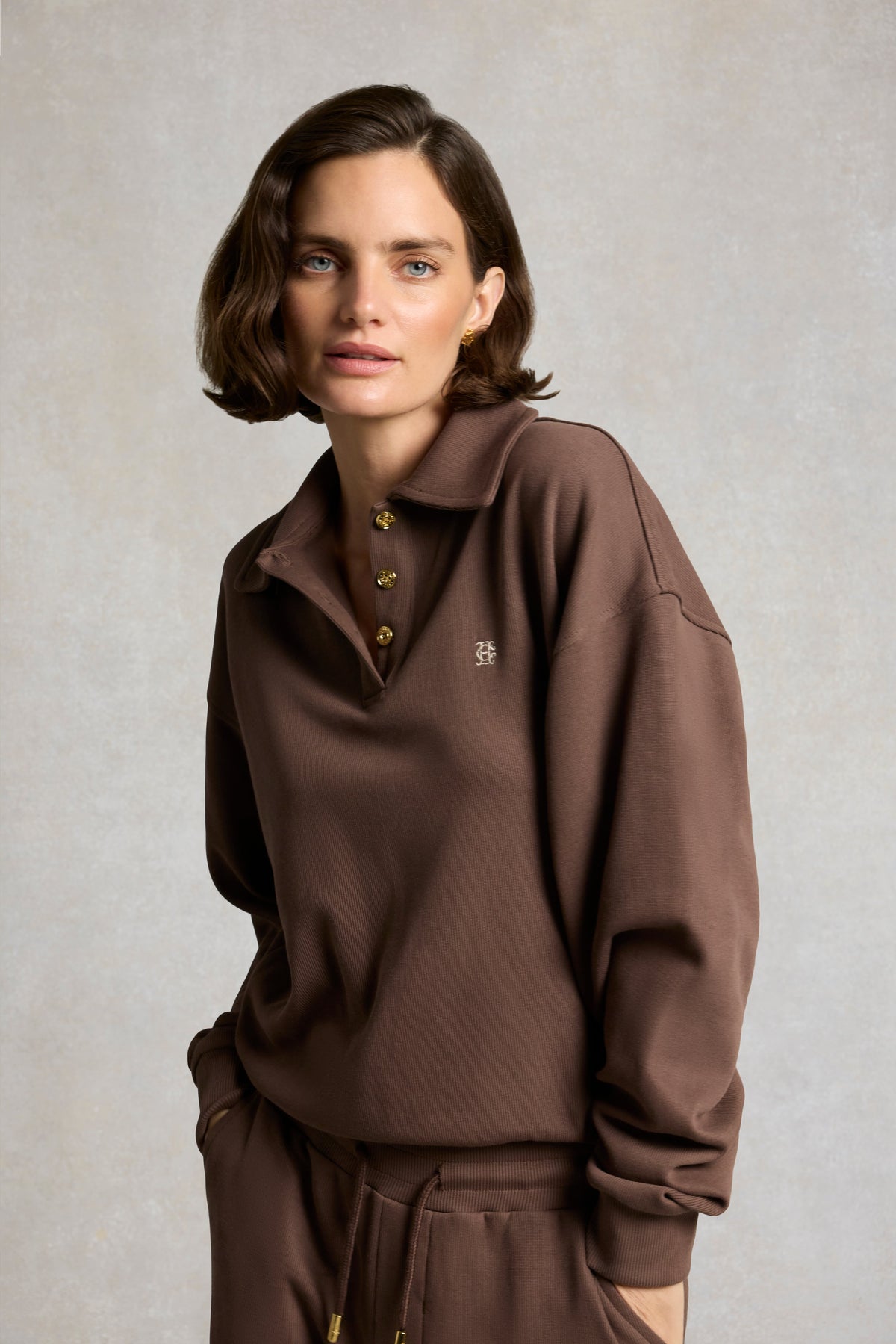 Barton Quarter Neck Sweat (Walnut)