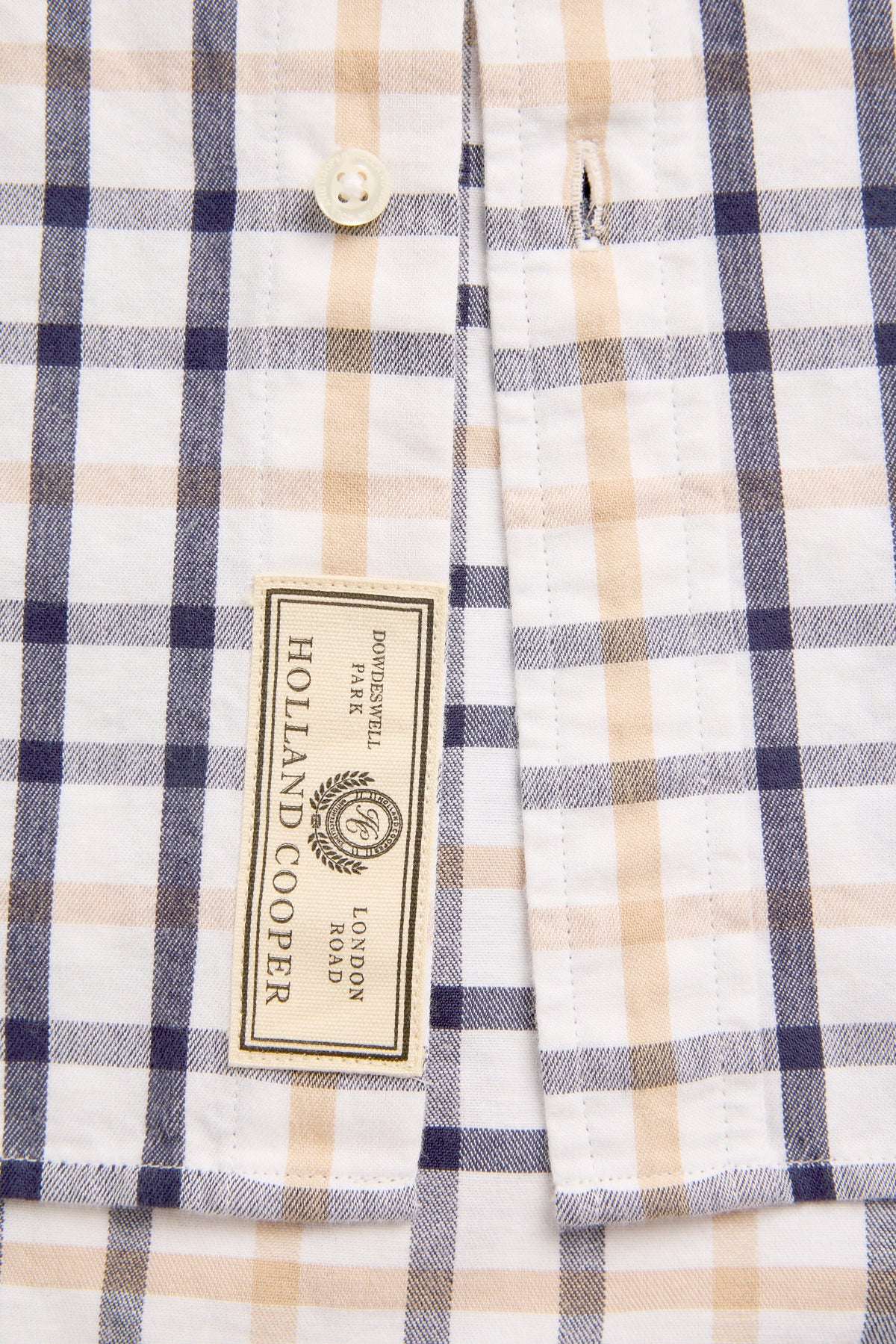 Men's Relaxed Fit Button Down Shirt (Large Scale Navy Check)