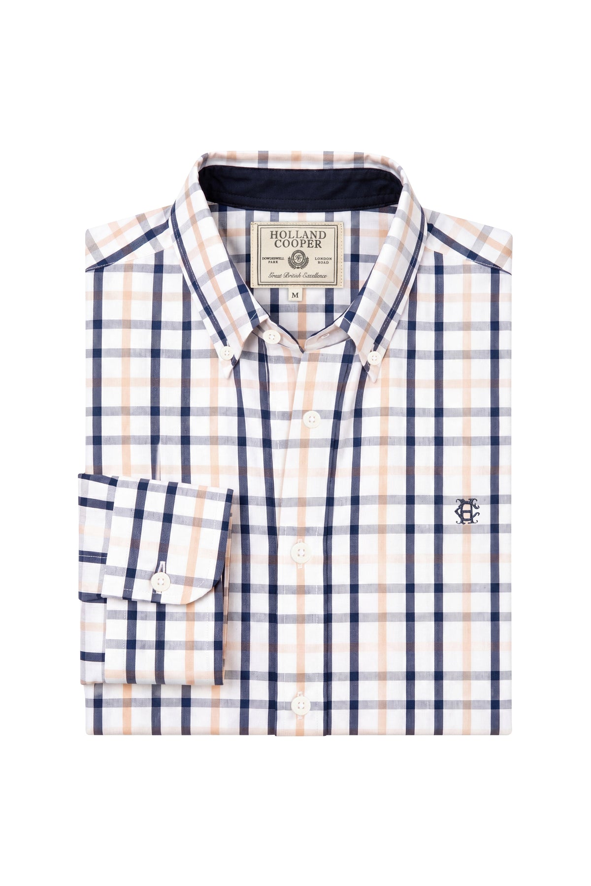 Men's Relaxed Fit Button Down Shirt (Large Scale Navy Check)