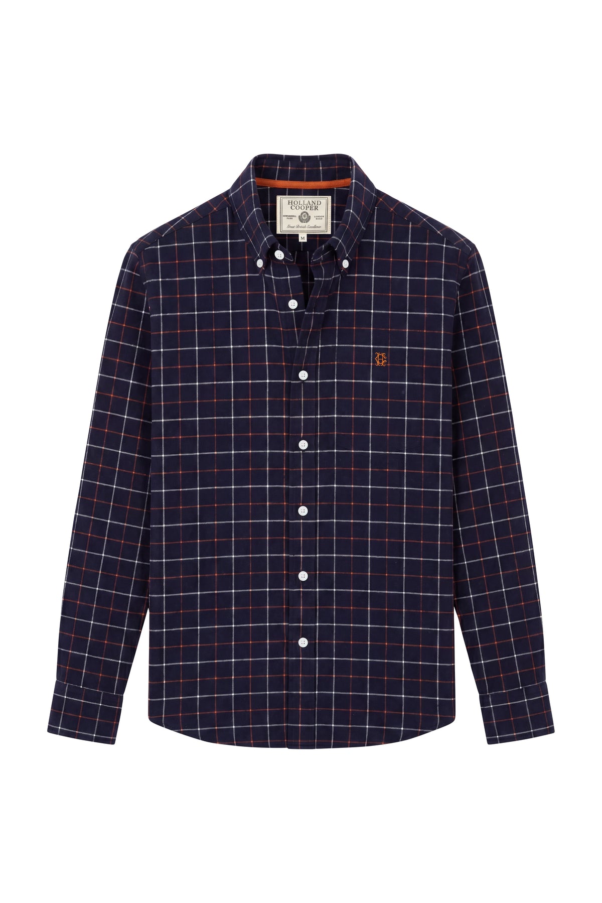 Men's Classic Fit Brushed Cotton Shirt (Copper Navy Check)