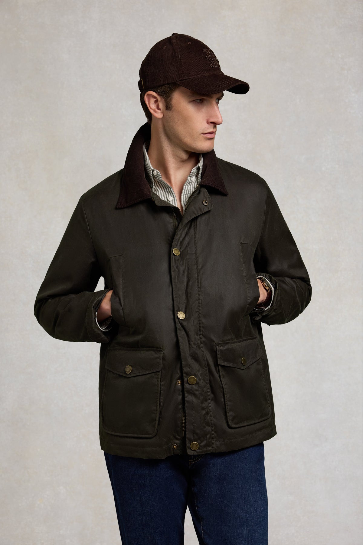 Men's Oxford Shirt (Olive Stripe)