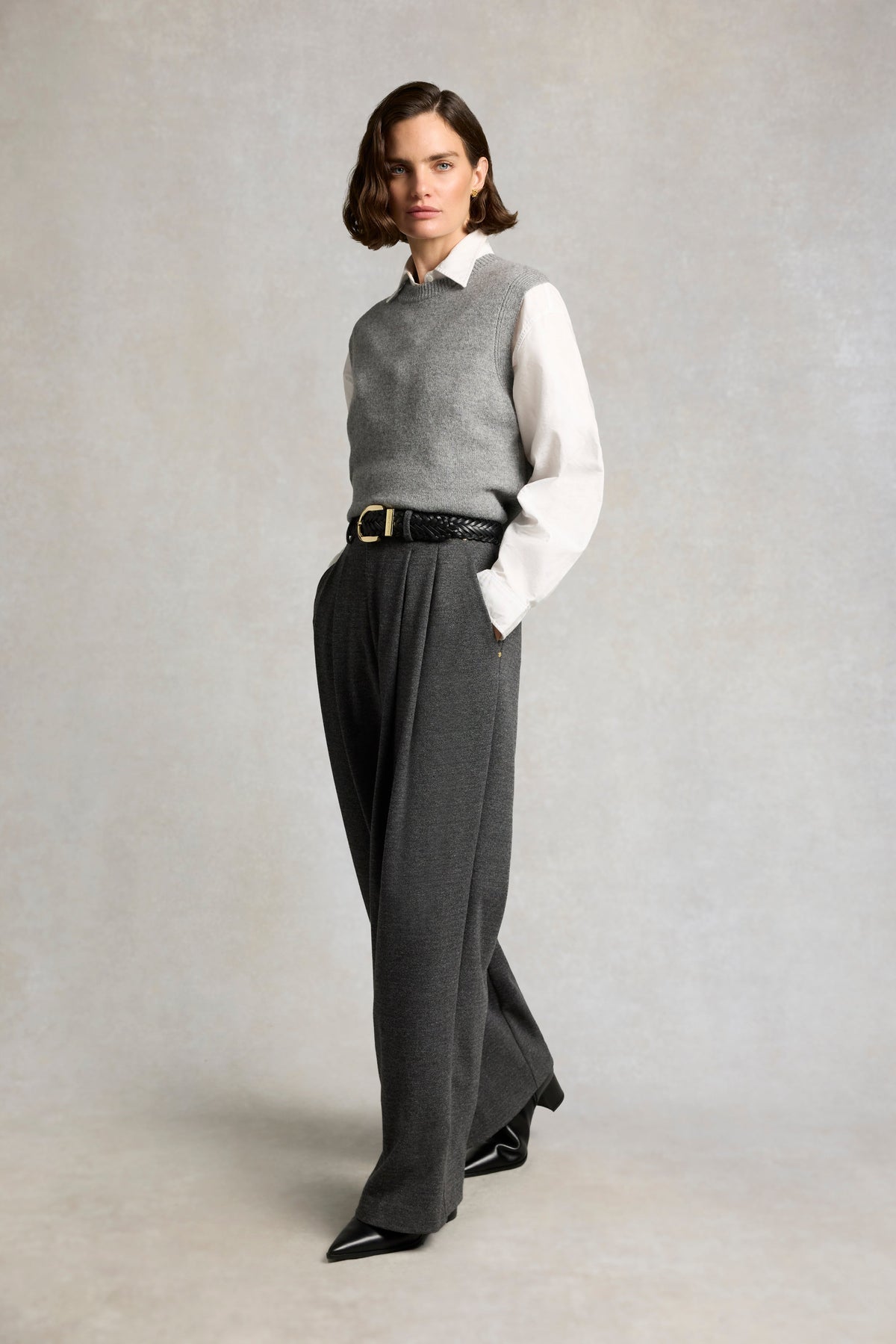 Richmond Wide Leg Trouser (Grey Marl)