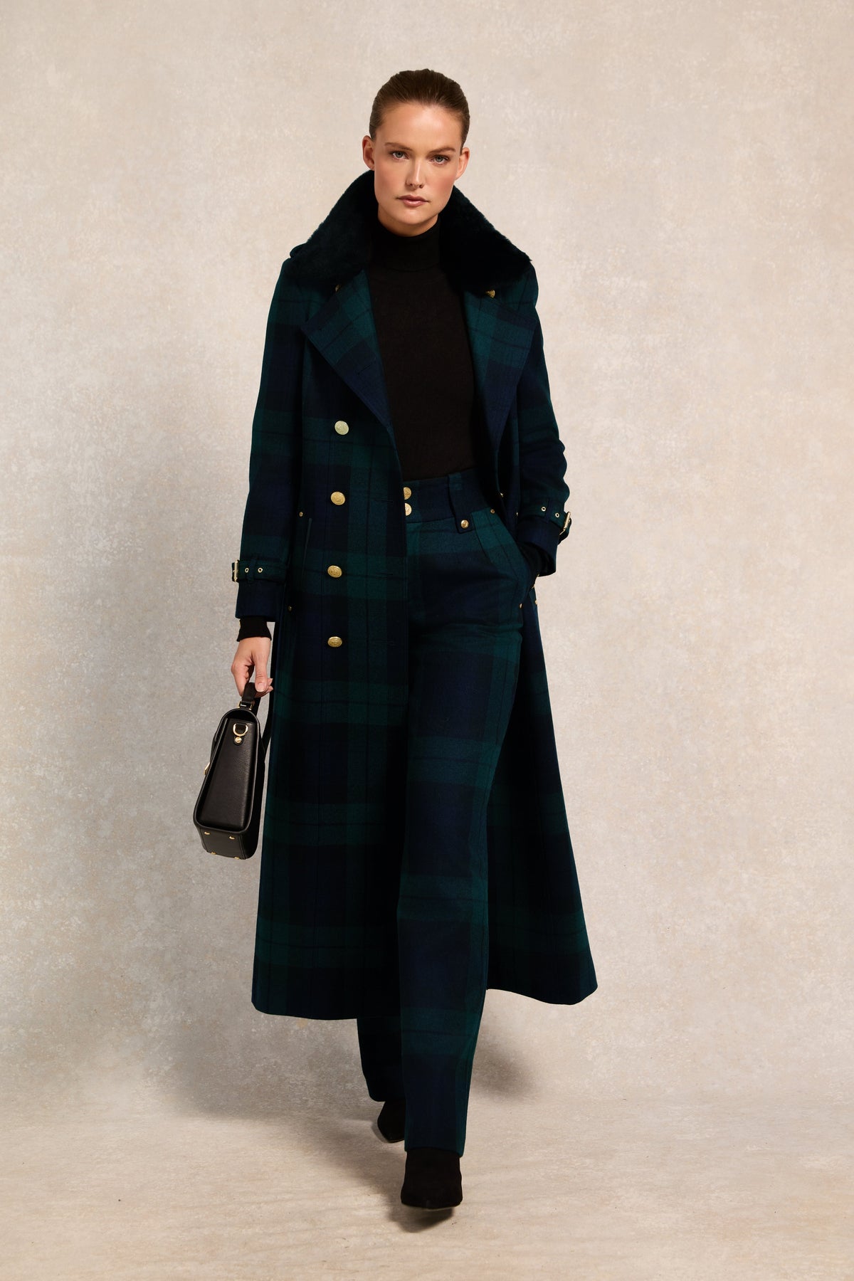 Marlborough Shearling Trench Coat (Blackwatch)