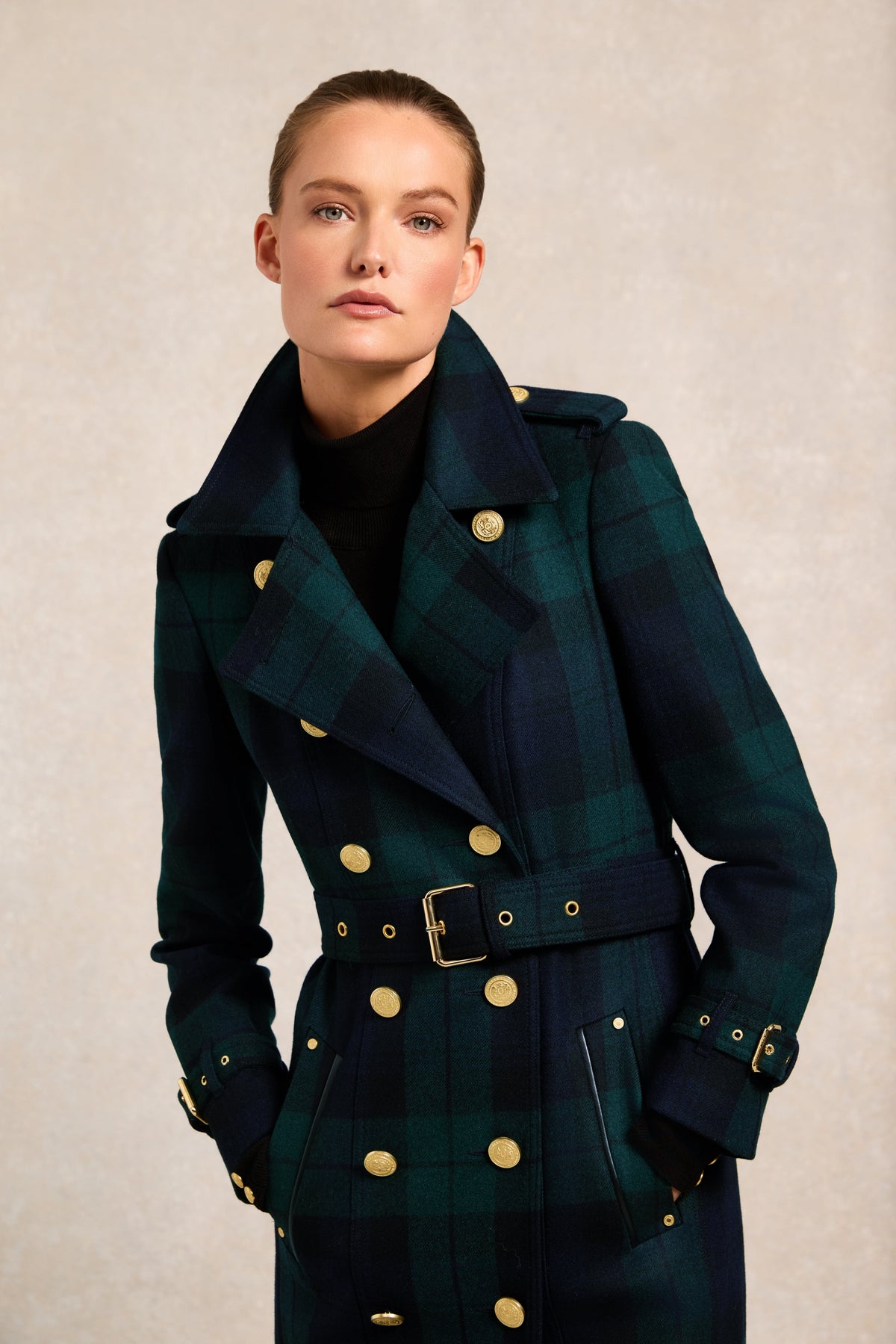 Marlborough Shearling Trench Coat (Blackwatch)