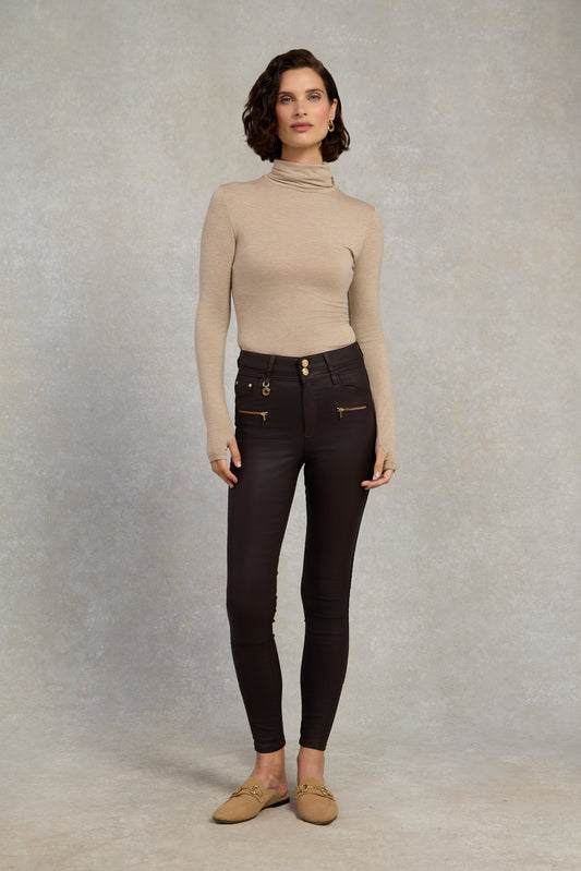 Coated Jodhpur Jean (Chocolate)