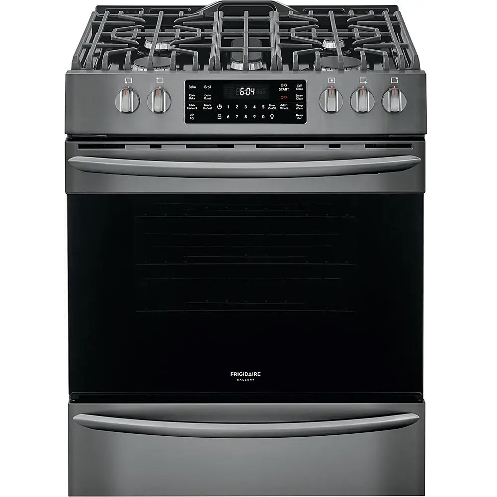 5.6 Cu Ft Freestanding 5 Burner Gas Range with Air Fry - Black Stainless Steel