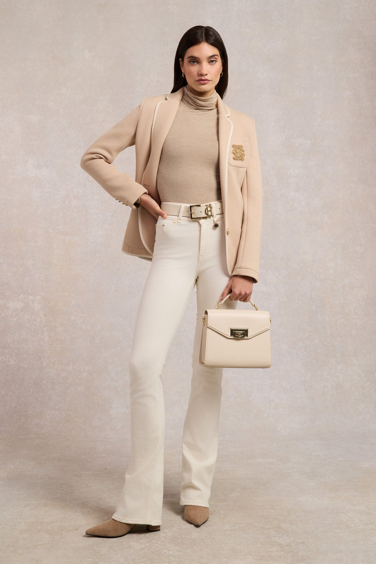 High Rise Flared Jean (Oatmeal)