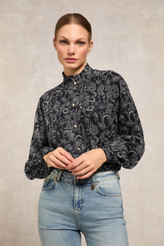 Lilibet Blouse (Navy Floral)