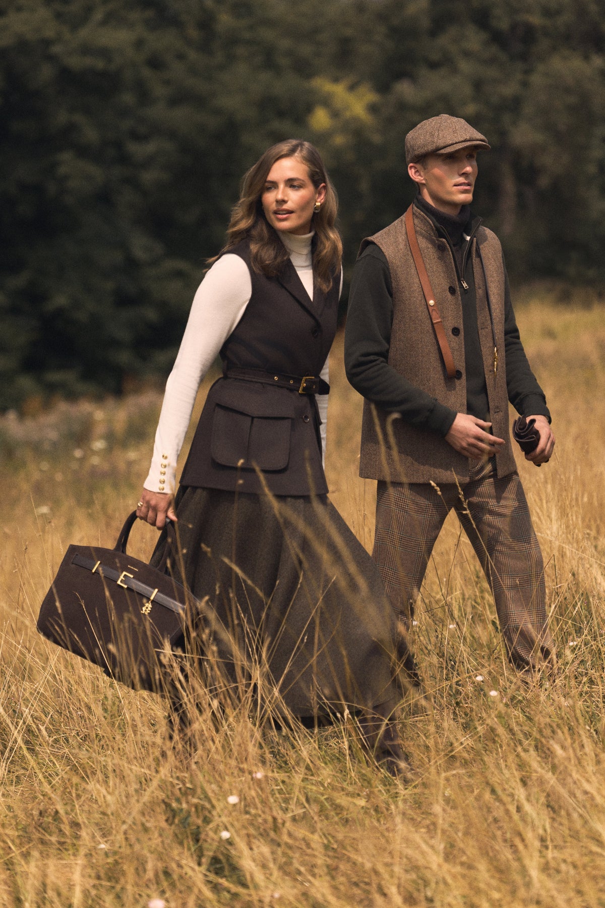 360 Maxi Tweed Circle Skirt (Forest Prince Of Wales)